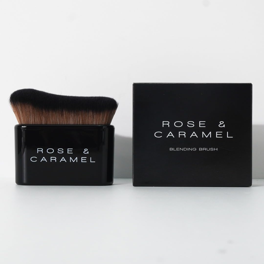 Rose & Caramel Kabuki Brush - Professional Self Tanning Applicator for Face & Body | Perfect for Even Sunless Tan, Makeup Blending & Contouring