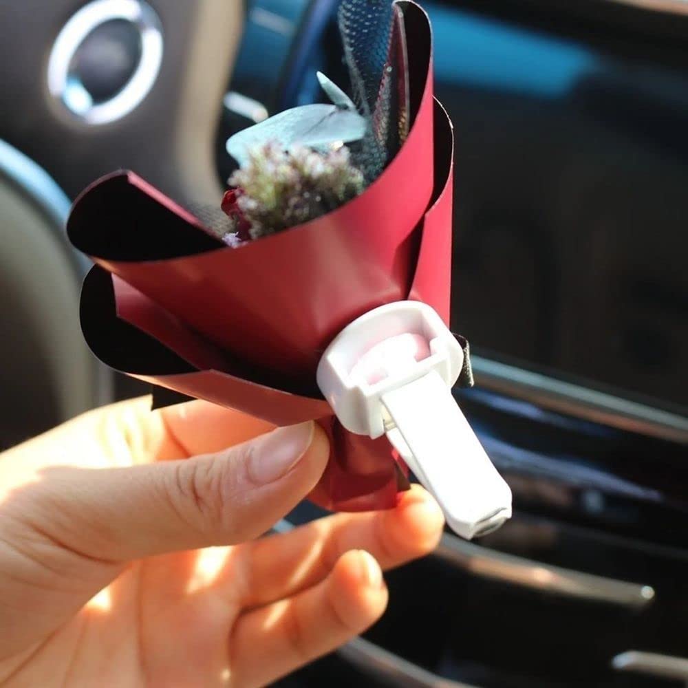 Mini Dried Flowers Bouquet for Car Air Vent Clips - Natural Car Air Freshener & Decorative Vent Accessories (Set of 3) - Perfect for Home, Office, and Car Interior Decor