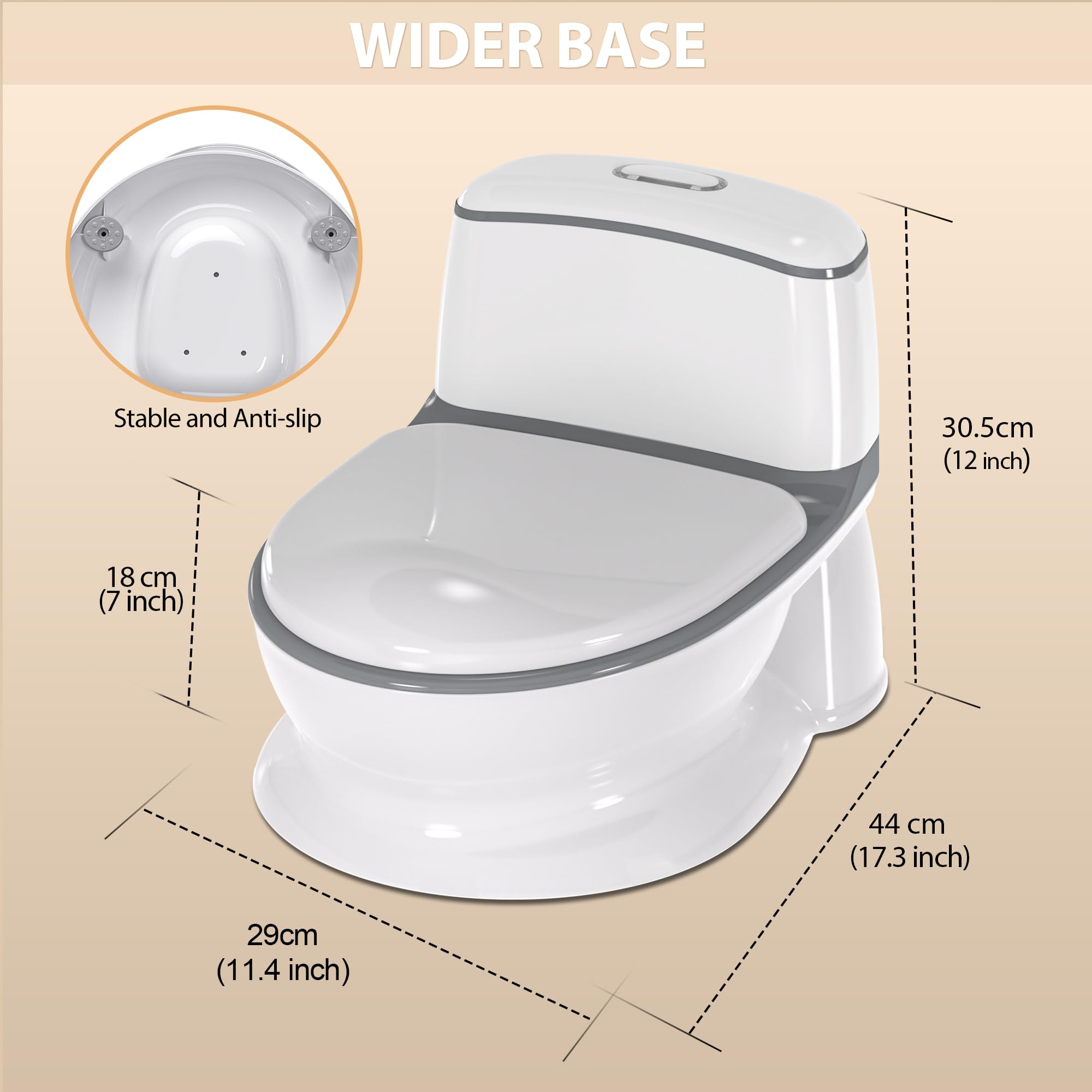 **Real Feel Potty Training Toilet for Toddlers - Boys & Girls Potty Seat with Wipes Storage, Flush Sound & Magic Stickers - Easy Clean Disposable Liners - Quick Assembly for Home & Travel Use**