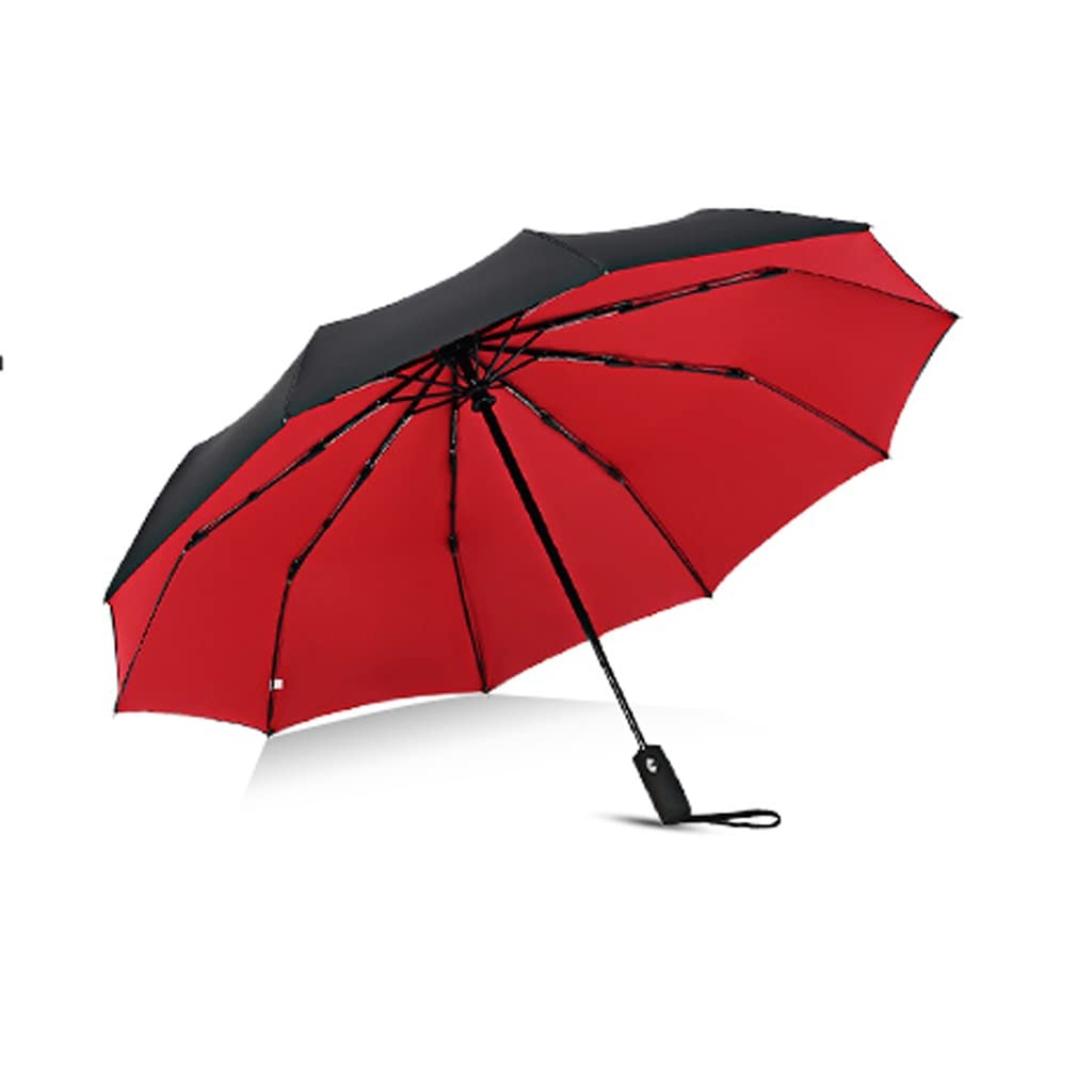 Windproof Double Layer Automatic Umbrella for Men & Women - Strong Business Large Rain Umbrella with UV Protection (Red, One Size) - Perfect for Commuting, Travel & Outdoor Activities