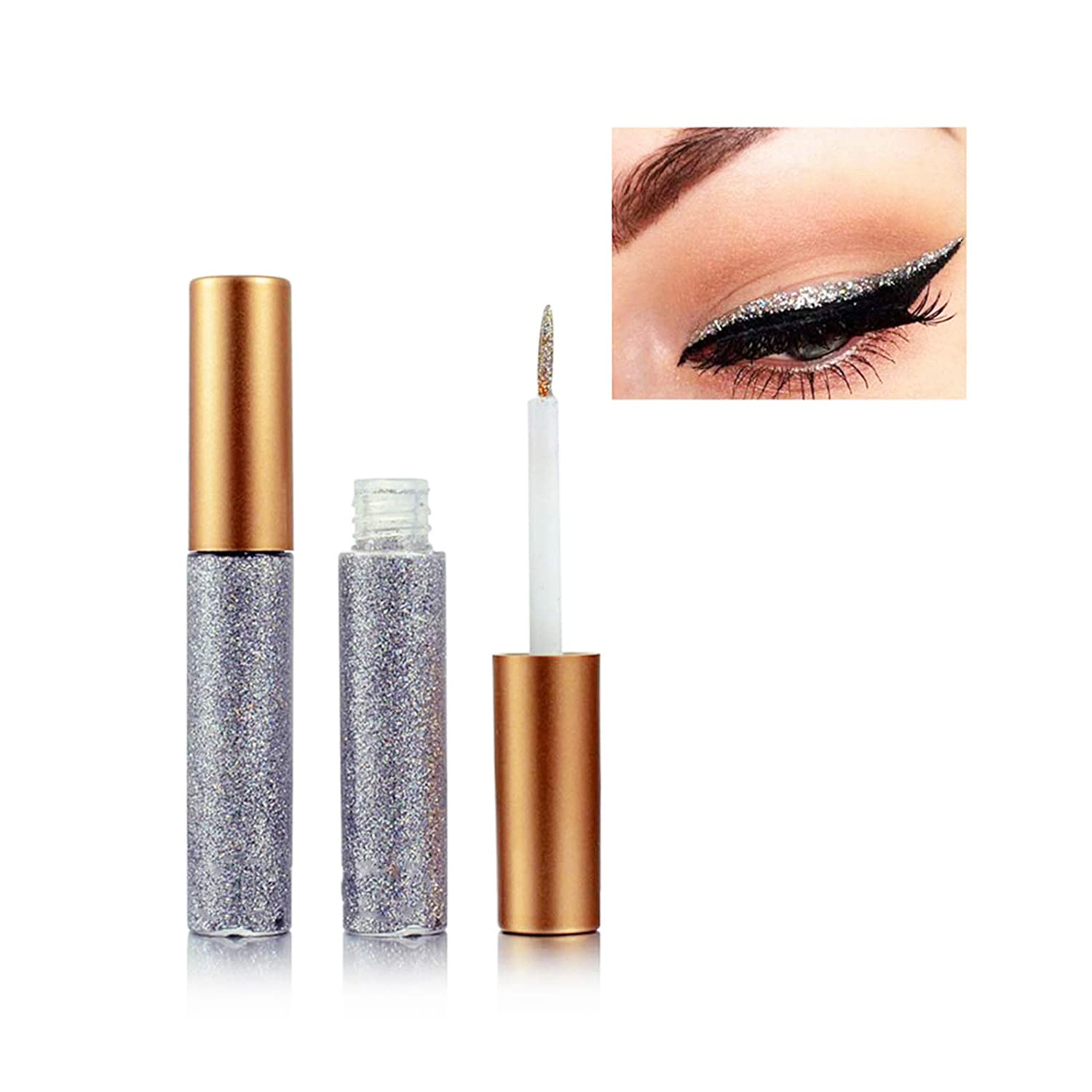 DR HONEY Glitter Shimmer Eyeliner - Silver (1 Pack) | Long-Lasting Metallic Eye Makeup for Party, Night Out & Special Occasions