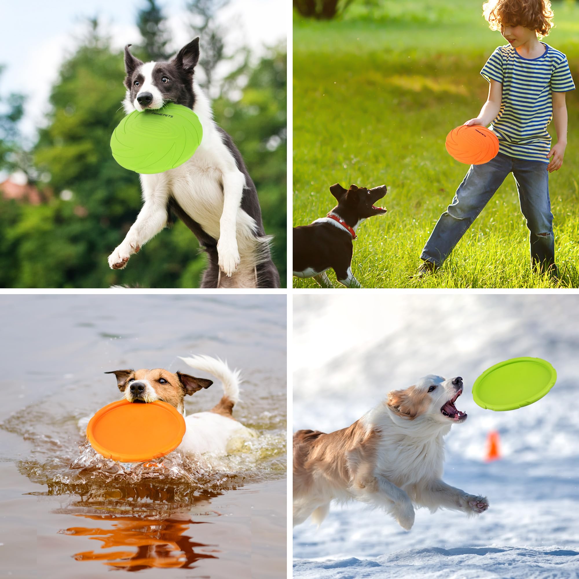 Durable 7-Inch Dog Flying Disc - 2 Pack Natural Rubber Floating Dog Toy for Fetch & Training - Waterproof & Chew Resistant for Pool, Beach, Lakes - Orange & Green for High Visibility Playtime