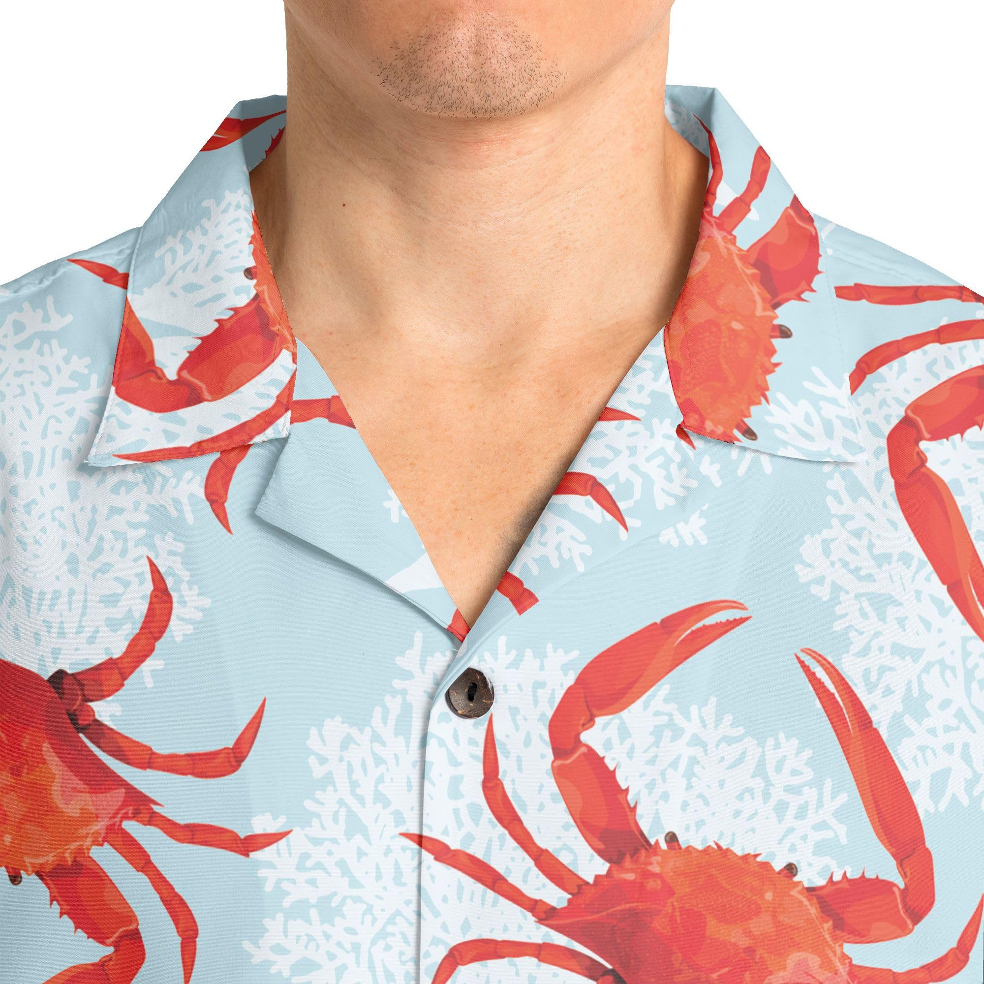 HYPERFAVOR Hawaiian Crab Shirt for Men & Women - Short Sleeve Button Down Crab Print Shirt - Perfect Gift for Crab Lovers - Ideal for Beach Parties, Summer Vacations & Casual Outings