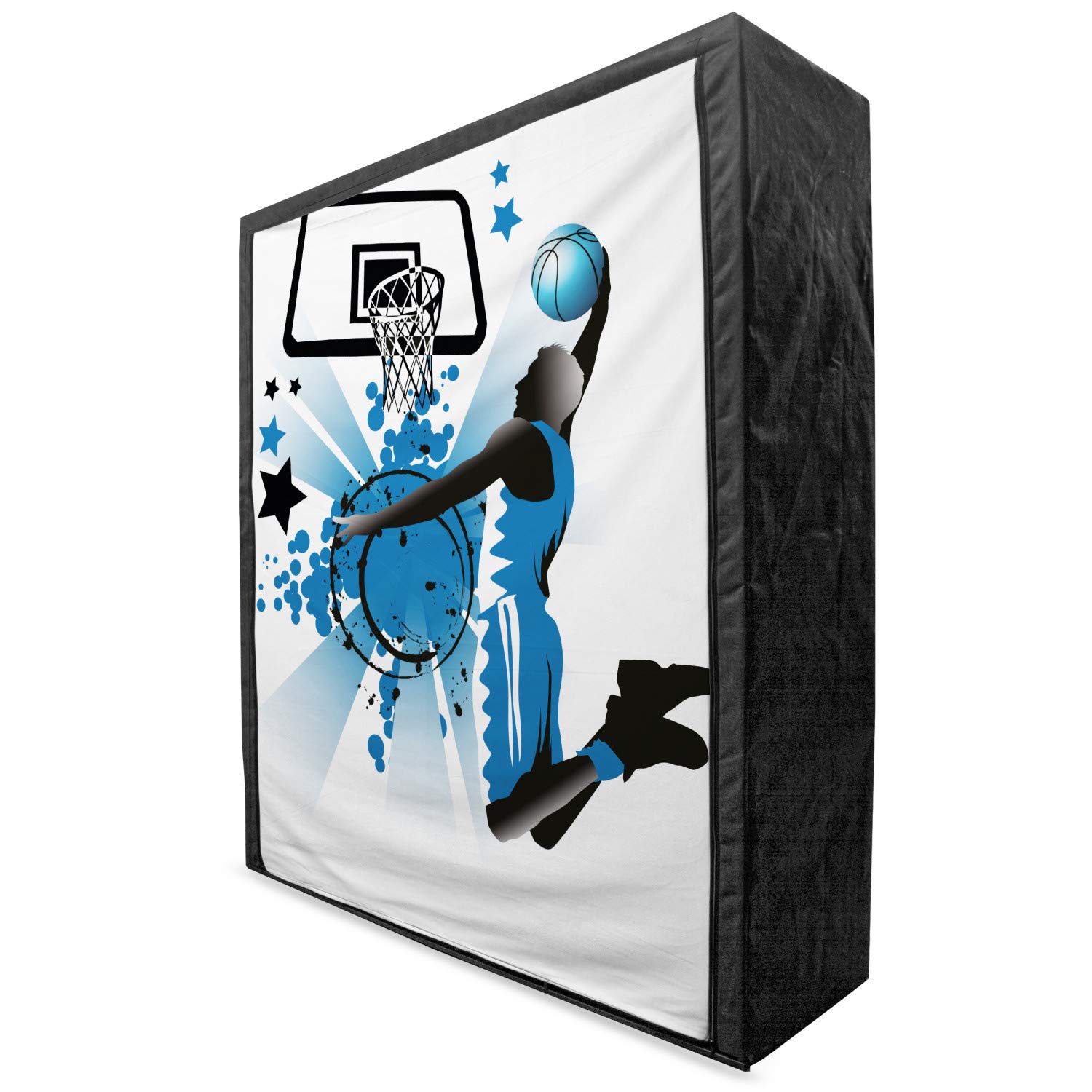 Ambesonne Portable Fabric Wardrobe for Teen Room - Basketball Player Silhouette & Stars Design, 59
