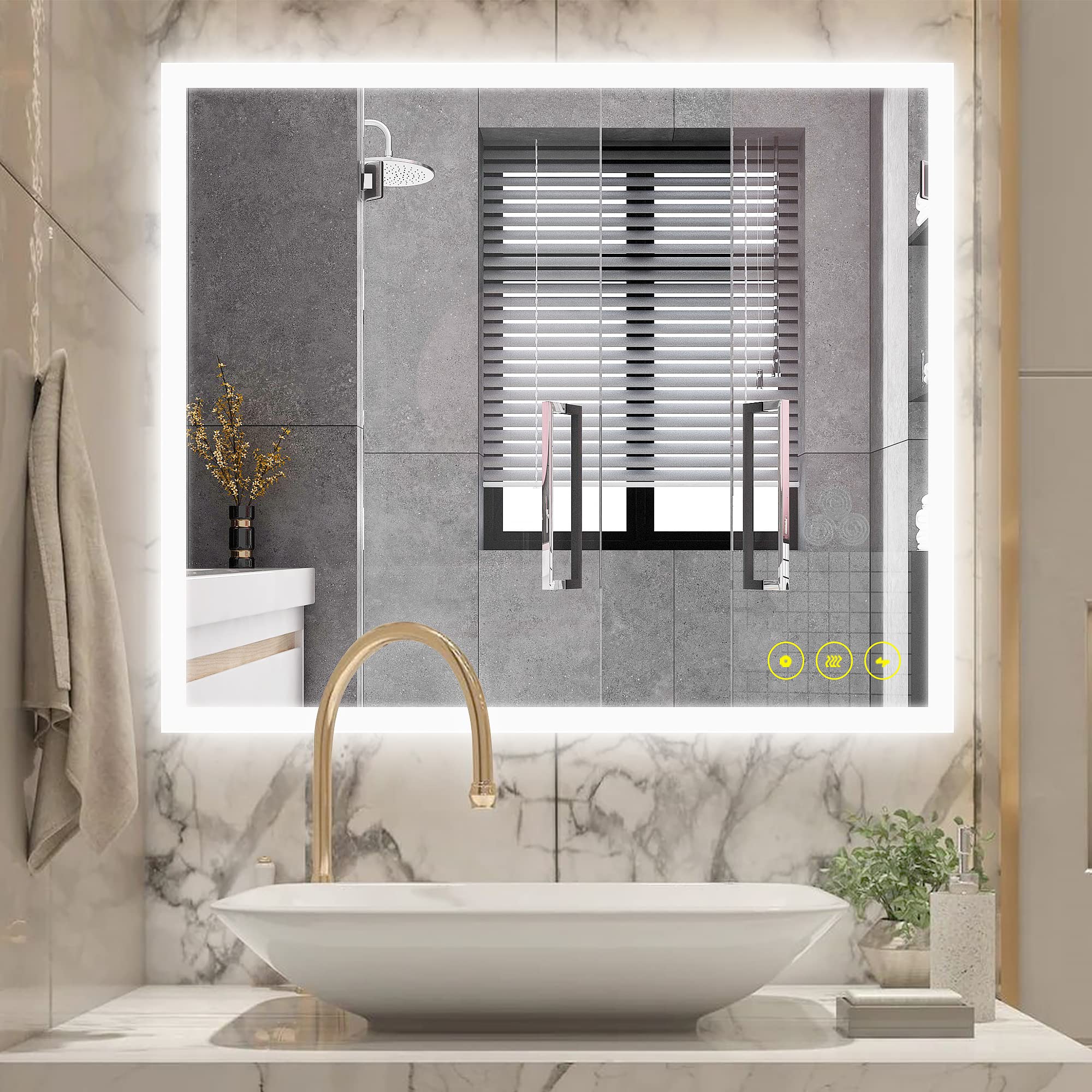 30x36 Inch LED Bathroom Mirror with Anti-Fog & Dimmable Lights - Wall Mounted Vanity Mirror with Memory Function (Horizontal/Vertical) - Perfect for Modern Bathrooms, Makeup Application, and Home Decor
