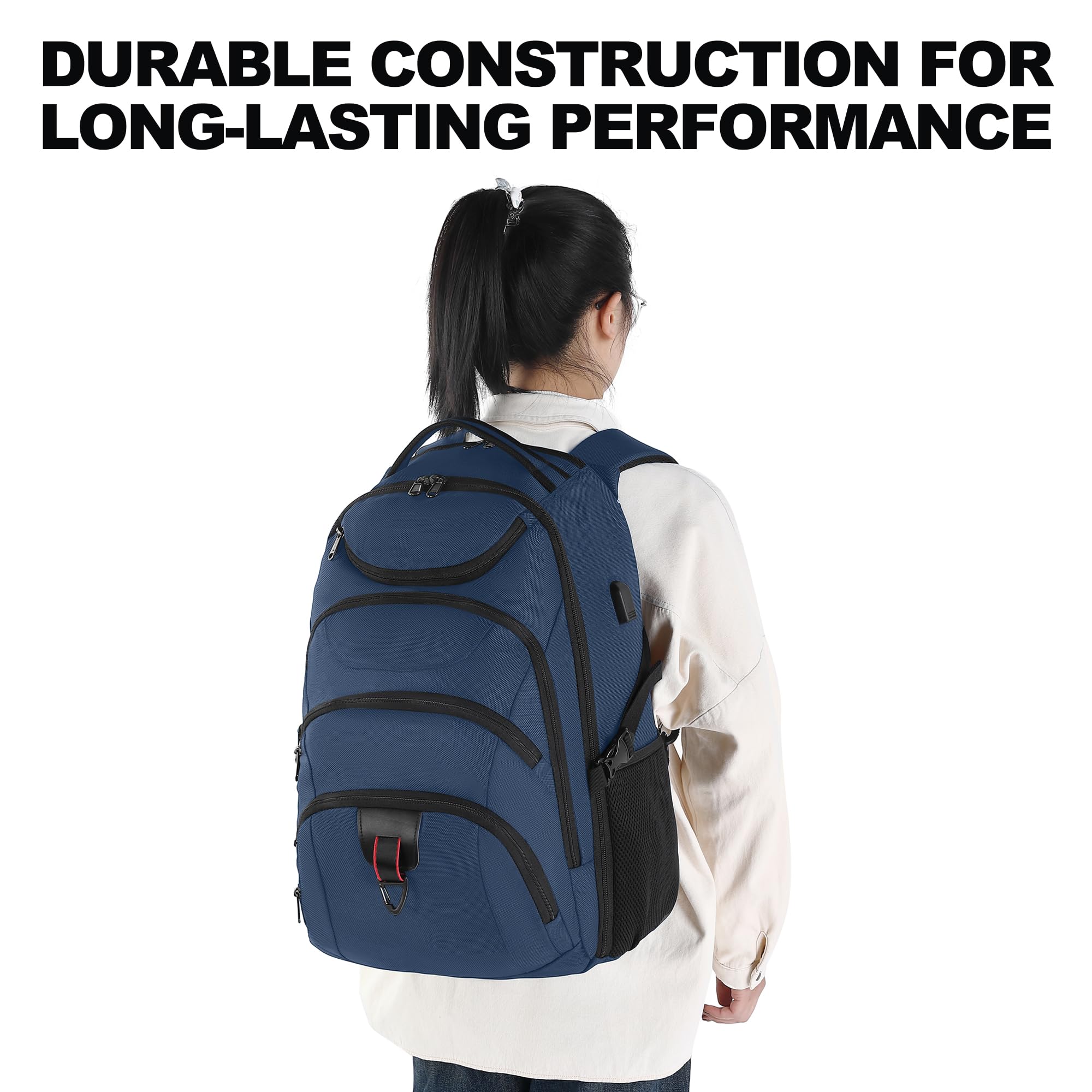 Boavan 17 Inch Rolling Backpack - Water Resistant Wheeled Carry On Luggage with Laptop Compartment | Business Travel Backpack for College, Work & Overnight Trips | Durable Trolley Suitcase for Men & Women (Black) - Perfect for Air Travel, Commuting & Campus Use