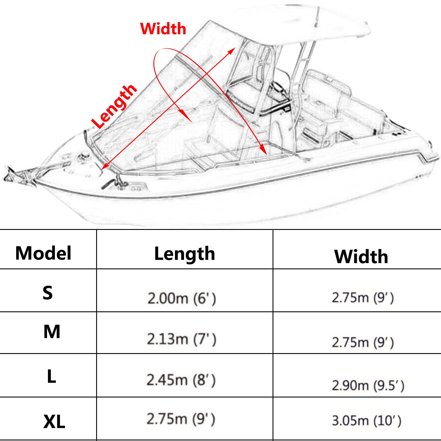 Premium T-Top Bow Shade Boat Cover 8x9.5 Feet - UV Protection & Waterproof Canopy for Fishing Boats, Pontoon, Yachts - Perfect for Sun Protection & Outdoor Boating Activities