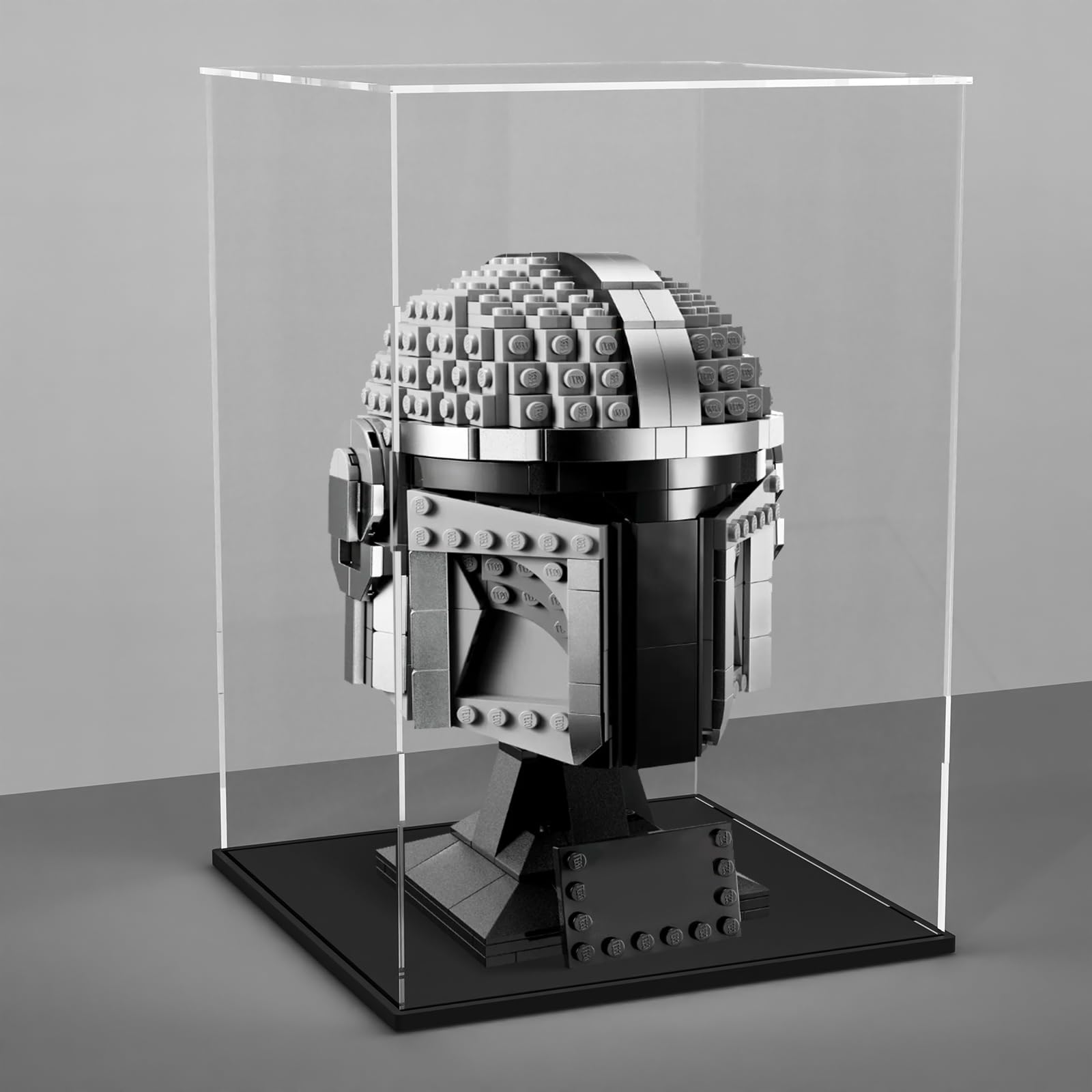 Acrylic Display Case for Lego Star Wars Helmets - Mandalorian 75328, Boba Fett 75277, Darth Vader 75304, Luke Skywalker 75327 - Clear Protective Showcase Box for Collectible Display & Home Decor