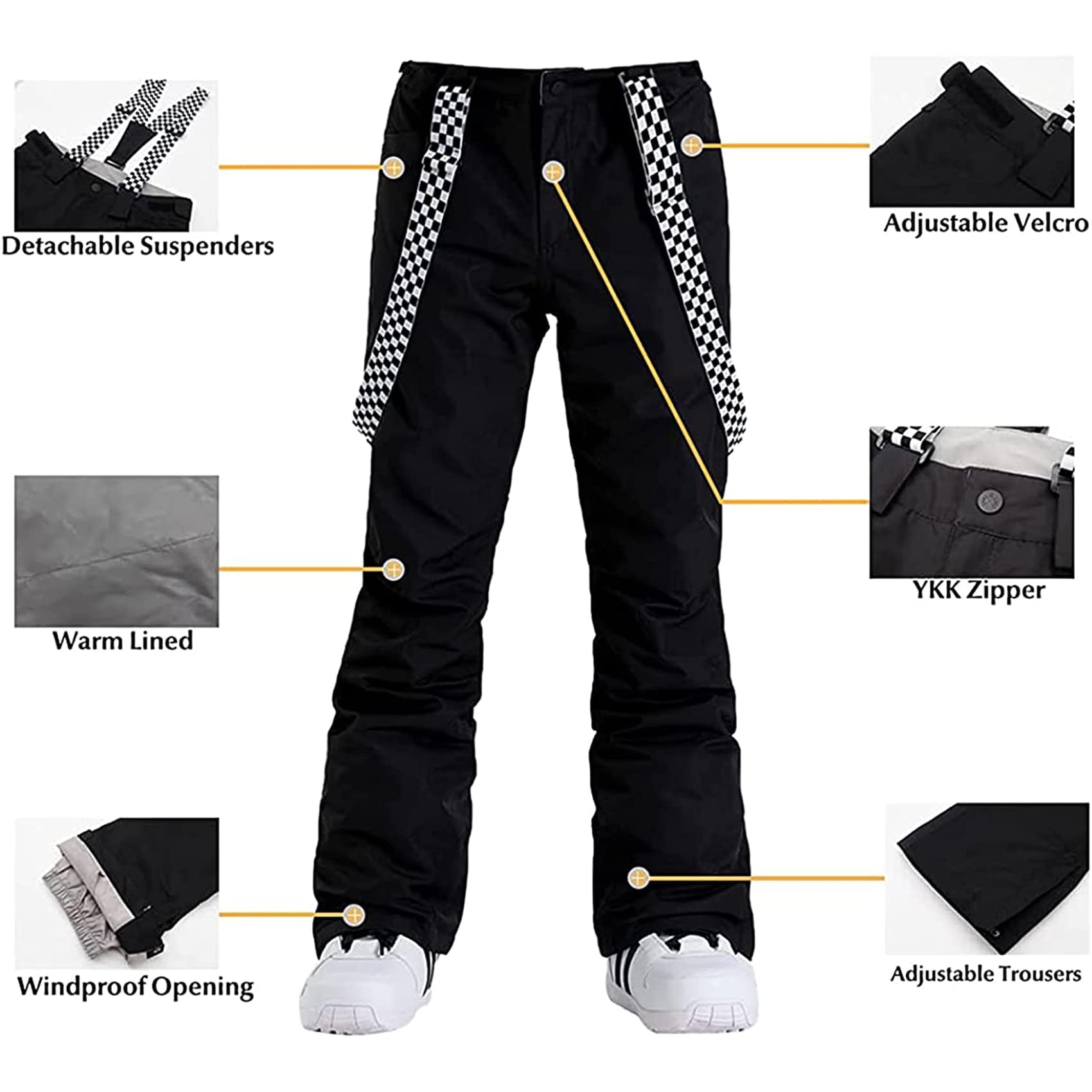 IMPHUT Women's Waterproof Ski Pants - Winter Snowboard Bib Overalls for Hiking & Snow Sports - Warm Insulated Snow Pants for Skiing & Outdoor Activities