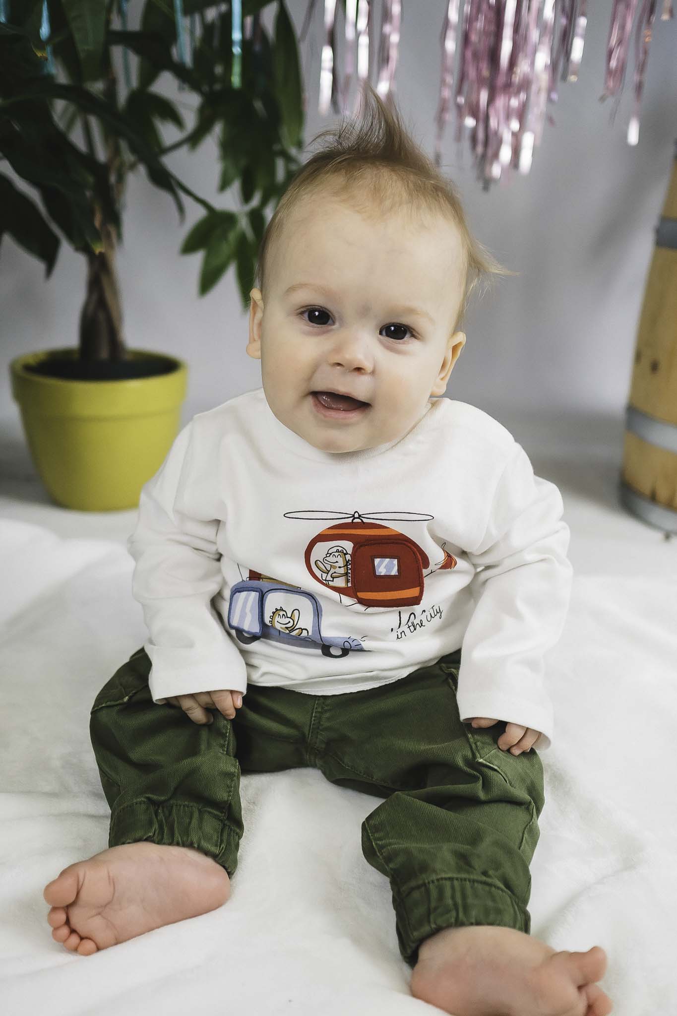 Soft Cream Long Sleeve Shirt for Baby Boys - Comfortable Cotton Top for Playdates, Family Outings & Photo Shoots