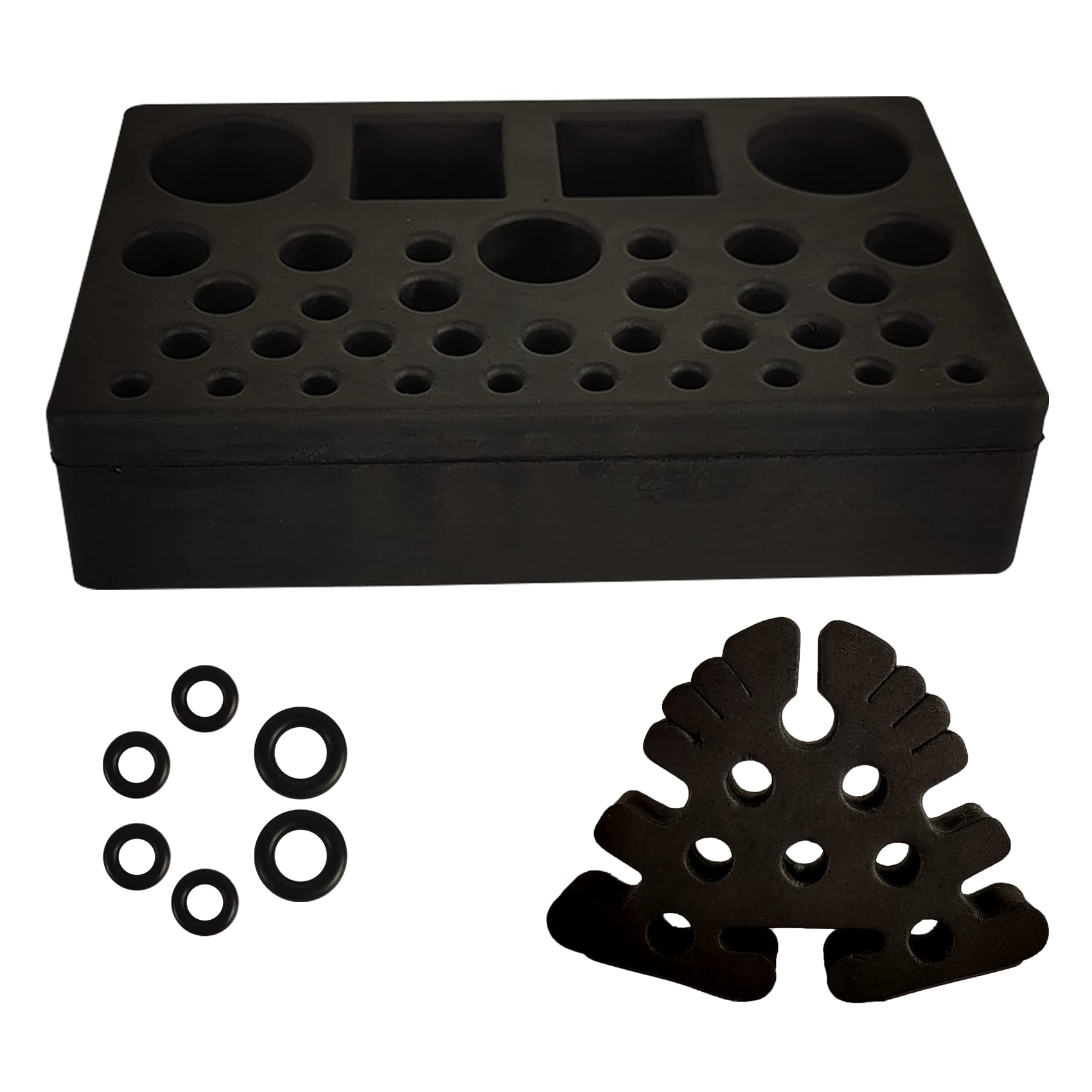 Black & Gray Fly Tying Desktop Storage Rack - High Density Foam Tool Holder & Organizer for Fishing Pliers, Fly Tying Tools - Perfect for Fly Tying Workstation, Fishing Gear Storage, and Craft Organization