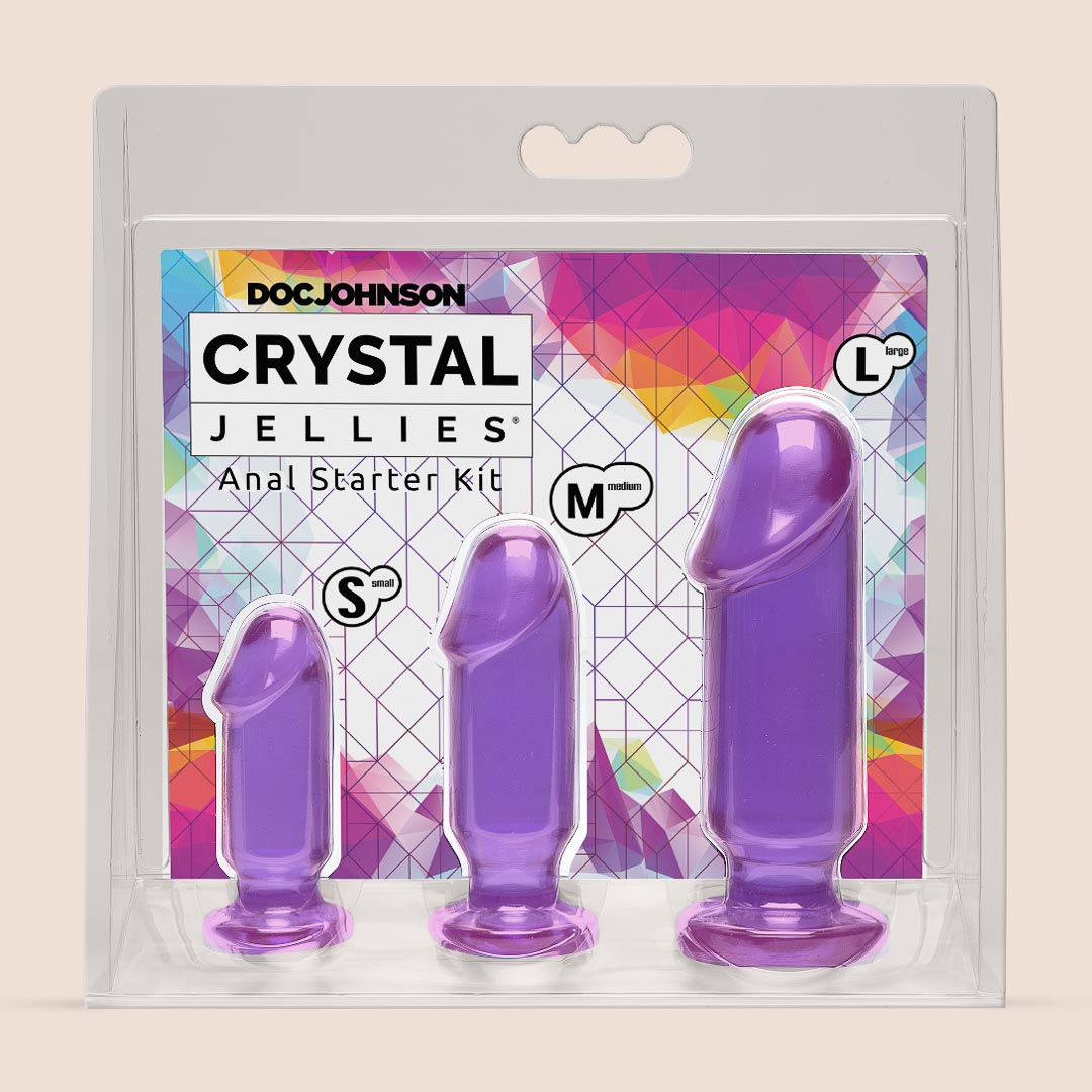 Premium Crystal Jellies Anal Starter Kit - 3-Piece Butt Plug Set for Beginners with Comfortable Tapered Base, Silicone Anal Toys for Men & Women | Perfect for Couples Play, Solo Exploration & Sensual Enhancement