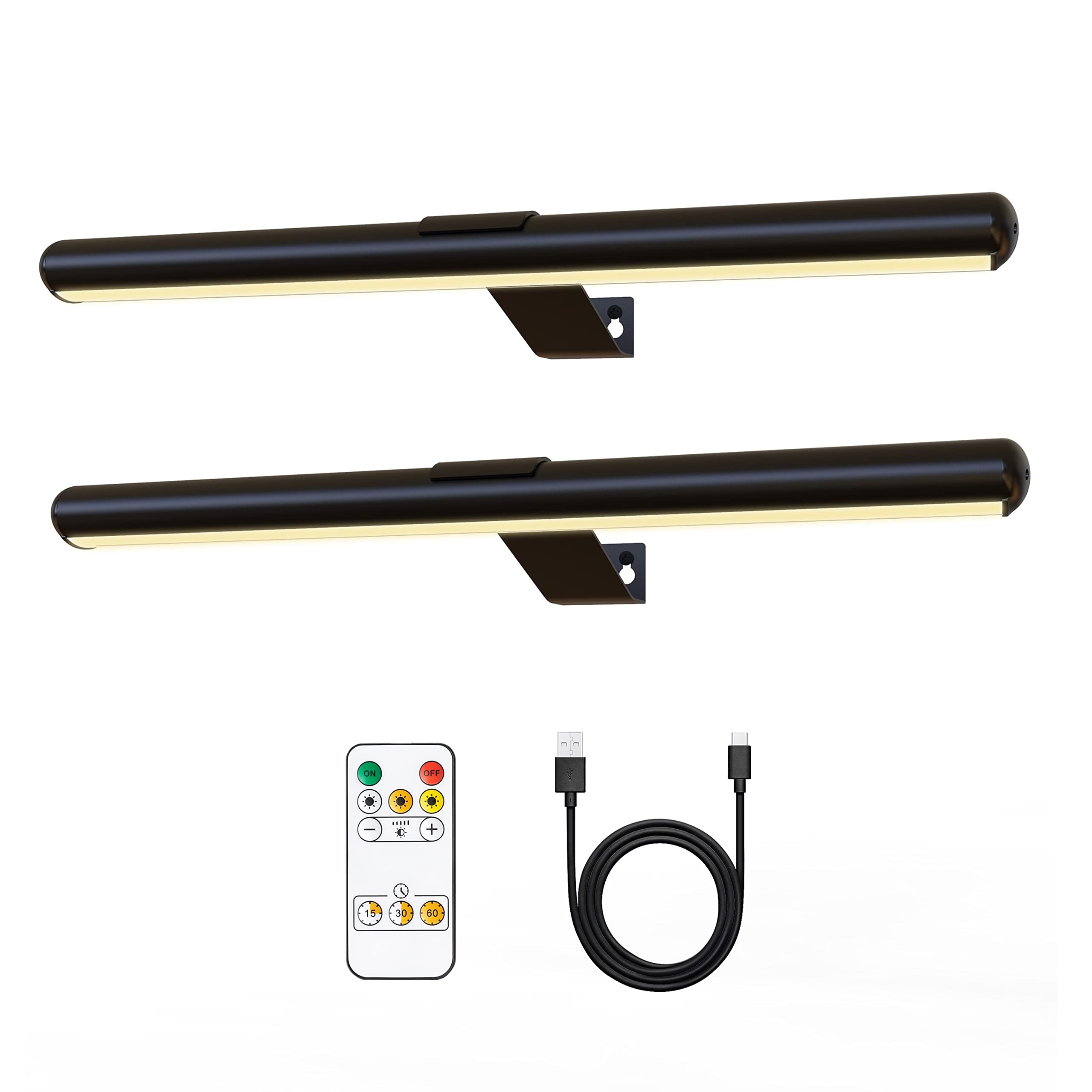 TINTINDOC 2-Pack Wireless Picture Lights with Remote - 16.5'' Battery Operated Art Frame Lighting, Dimmable Full Metal Display Lights with Magnetic Attachment & Timer - Perfect for Art Galleries, Home Decor & Dartboard Illumination