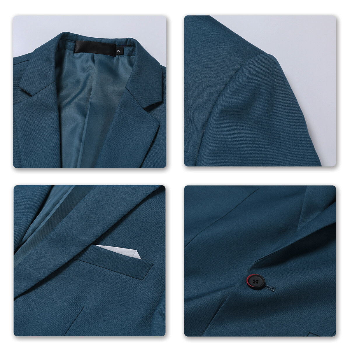 3 Piece Slim Fit Solid Color Jacket - Smart Wedding Formal Suit for Men in Sea Blue | Perfect for Weddings, Proms, Business Meetings & Special Occasions