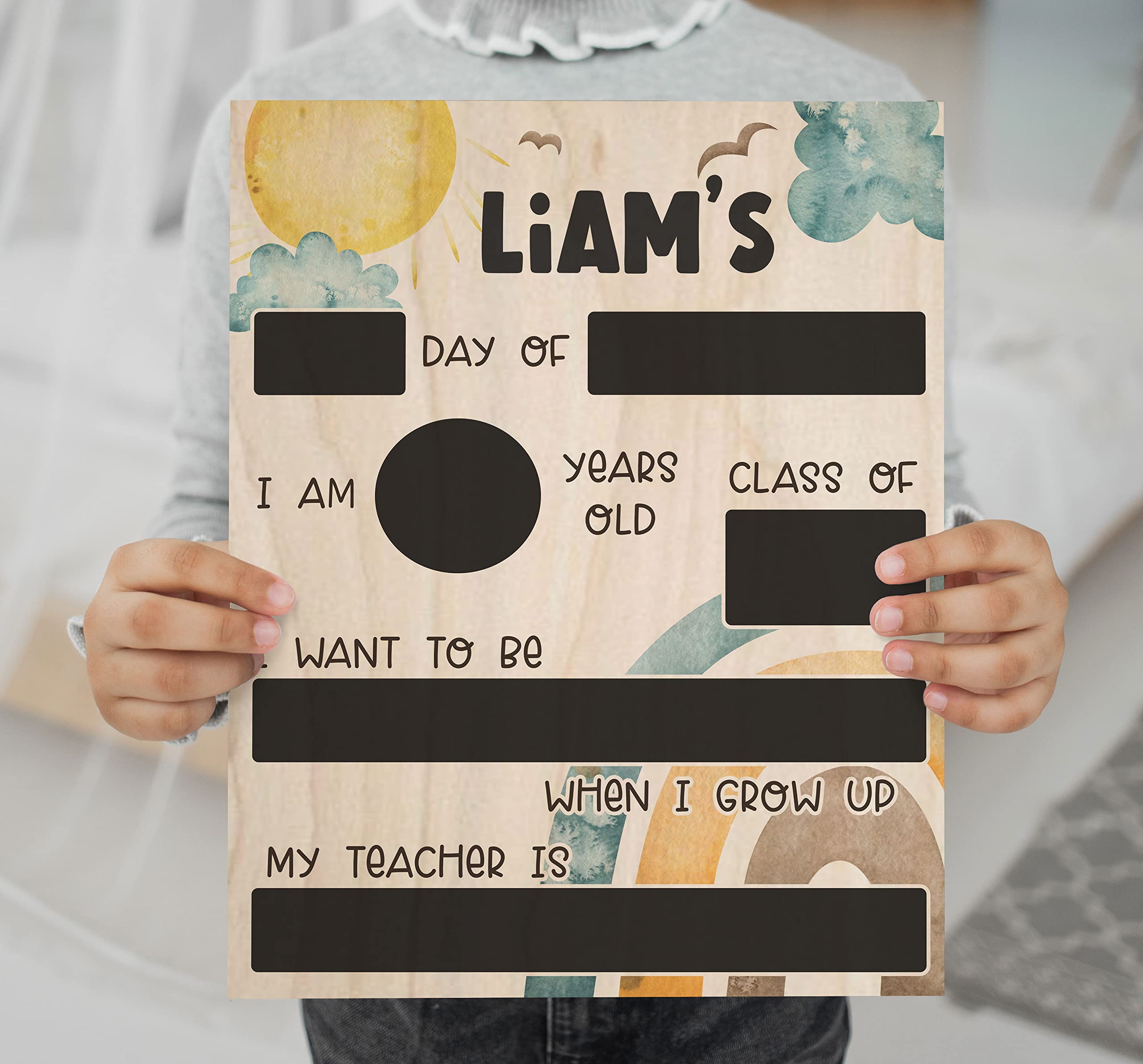 Personalized First Day of School Chalkboard Sign - Reusable Back to School Board for Kindergarten & Preschool - Perfect for 1st Day Photos, Classroom Decor & Memory Keepsakes