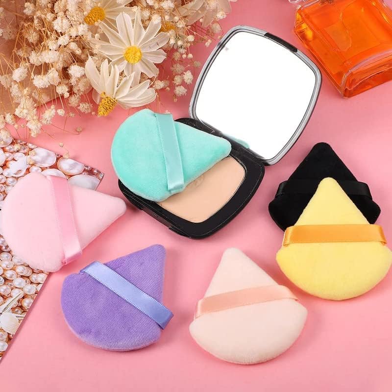 SUNISA 6-Piece Soft Triangle Powder Puff Set for Loose Powder & Foundation - Multicolor Makeup Sponges & Beauty Blenders - Perfect for Face & Body Makeup Application
