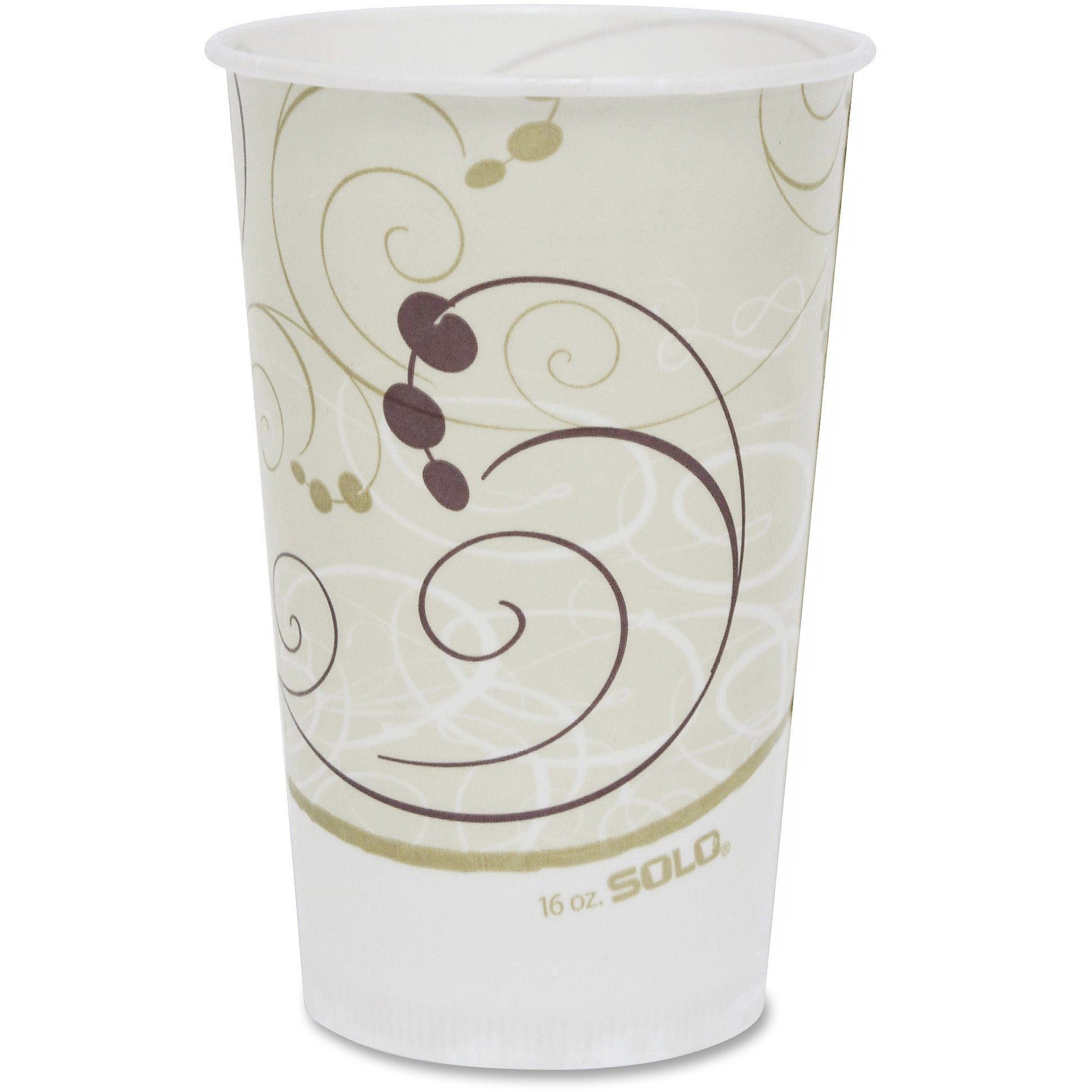 SOLO CUPS RW16SYM Symphony Treated-Paper Cold Cups, 16oz (50 Pack) - White/Beige/Red Disposable Cups for Parties, Picnics & Events - Bulk Pack of 20 Bags (1000 Cups Total) - Eco-Friendly Paper Drinkware for Iced Coffee, Soda & Beverages