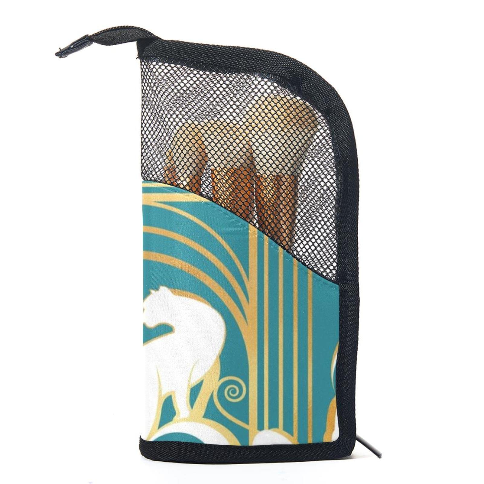 Premium Makeup Brush Organizer Bag with 12 Brushes - Gold Leopard Print Cosmetic Brush Holder Case for Travel & Home Storage | Portable Makeup Brush Storage for Artists & Professionals