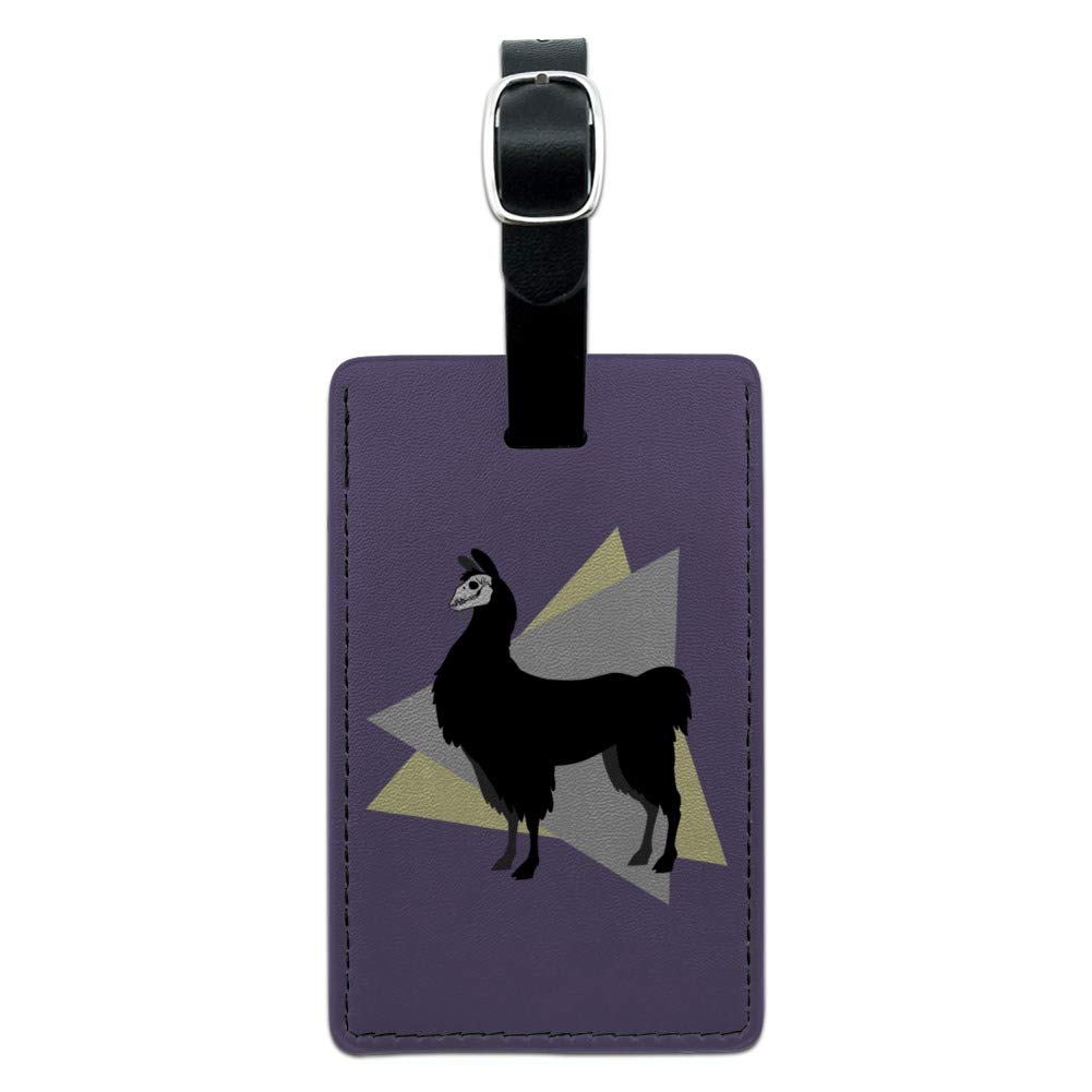 Gothic Llama Rectangle Leather Luggage Tag - Stylish Carry-On ID Tag for Suitcases & Travel Bags - Perfect for Airports, Business Trips & Vacation Travel Accessories