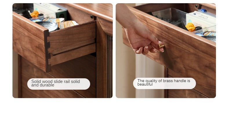 Solid Black Walnut Wood Sideboard Buffet Cabinet - Elegant Dining Room Storage for China, Linens & Entertaining Essentials