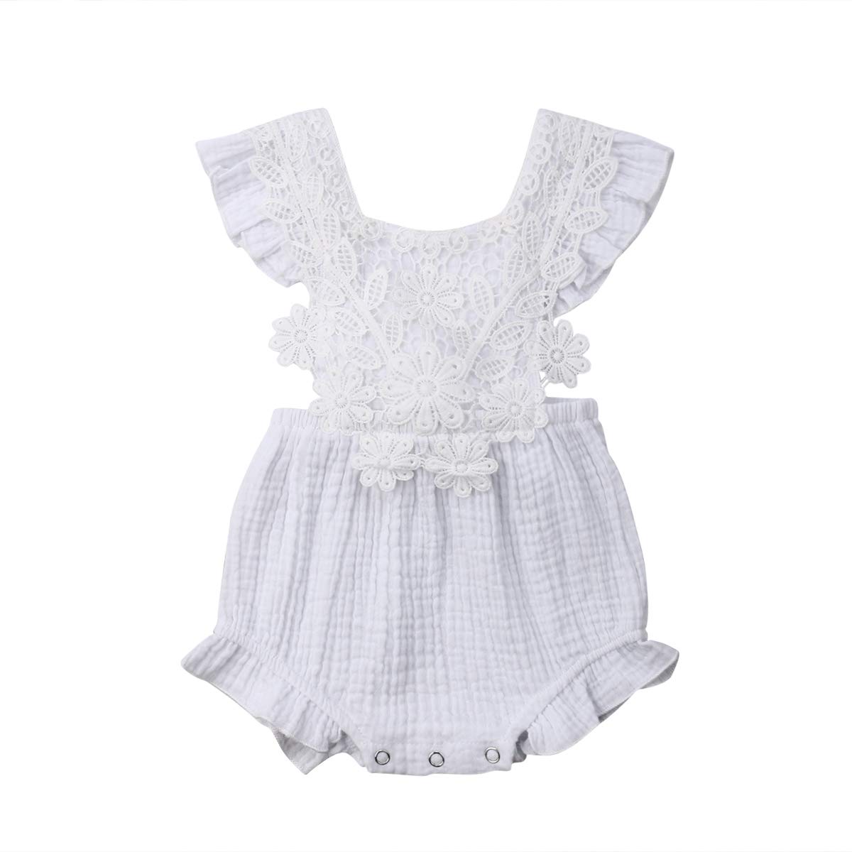 Cute Lace Ruffle Romper Jumpsuit for Baby Girls | Newborn Infant Summer Outfit | Soft Bodysuit for Photos, Parties & Playtime