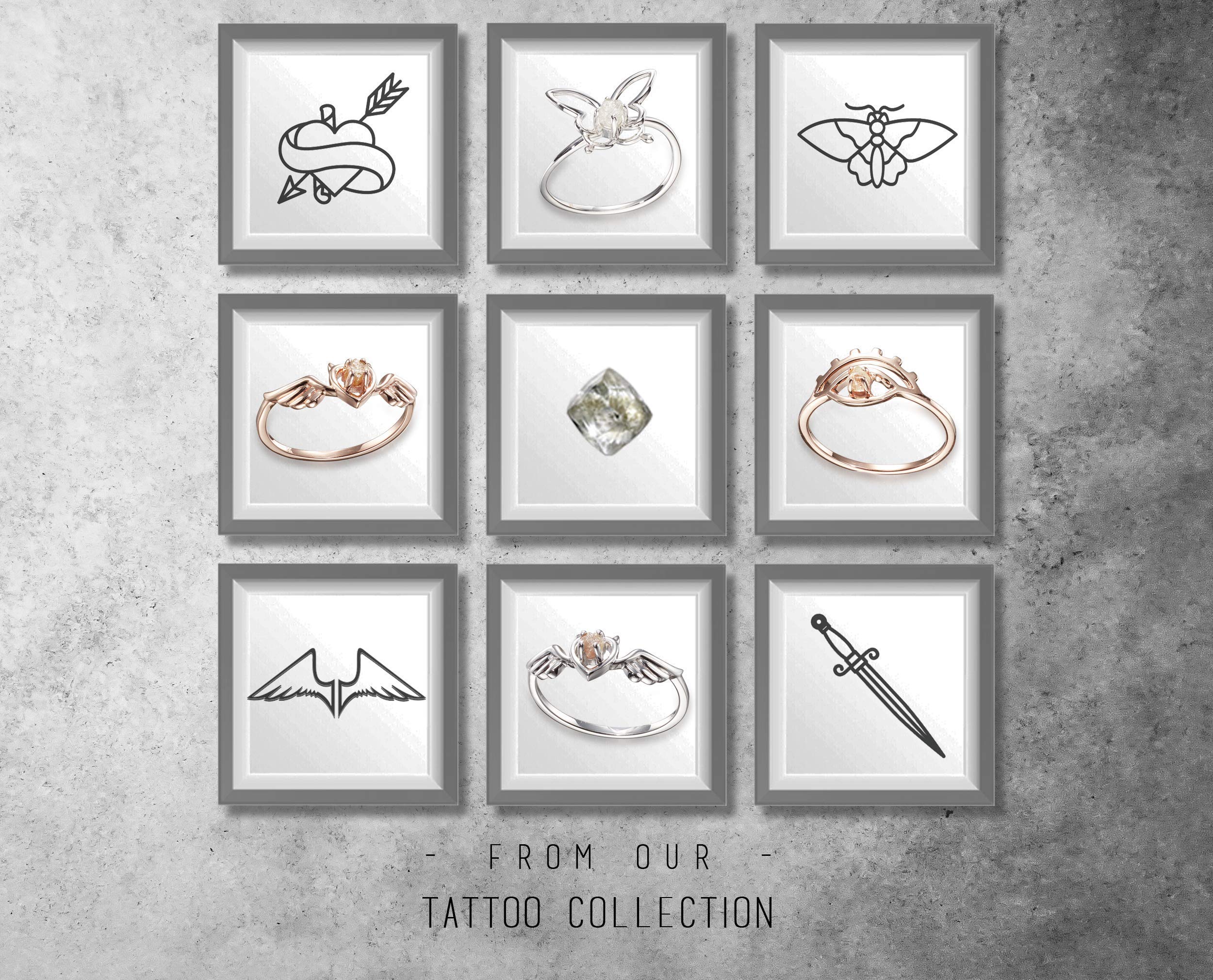 Majade Evil Eye Raw Diamond Ring - Handmade 9K Rose Gold Uncut Diamond Jewelry with Eye of Horus Symbol | All Seeing Eye Protection Ring | Unique Rough Conflict-Free Diamond Ring for Women | Perfect for Spiritual Protection, Boho Fashion & Gift Giving