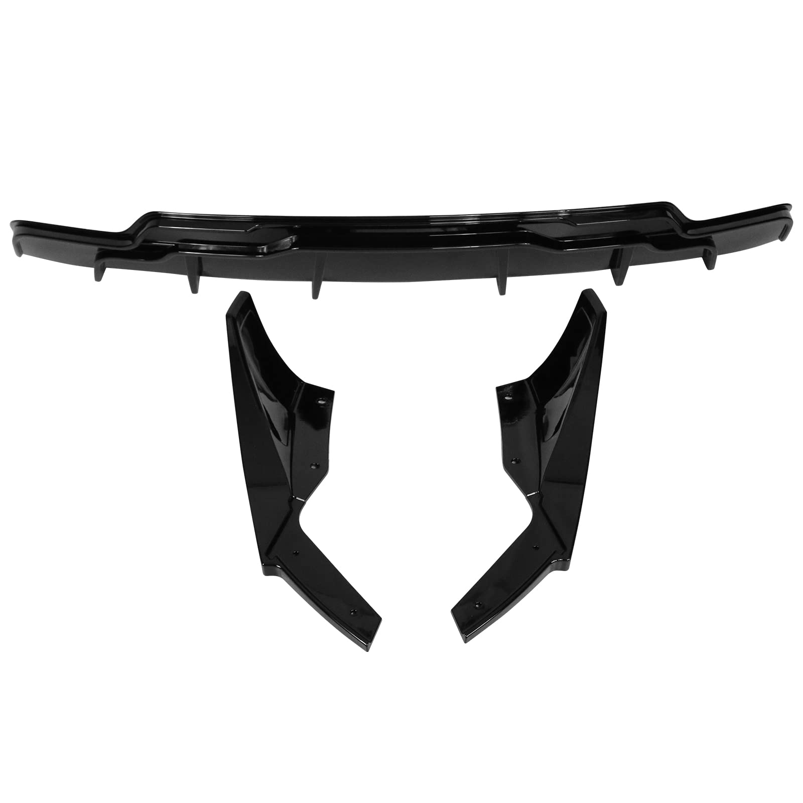 IKON MOTORSPORTS Rear Diffuser for Tesla Model 3 2017-2023 - Gloss Black PP ABS Plastic Bumper Lip & Aprons 3PC Set | IKON Style Upgrade | Enhanced Aerodynamics & Sporty Look for 2018 2019 2020 Models | Perfect for Car Enthusiasts & Performance Tuning