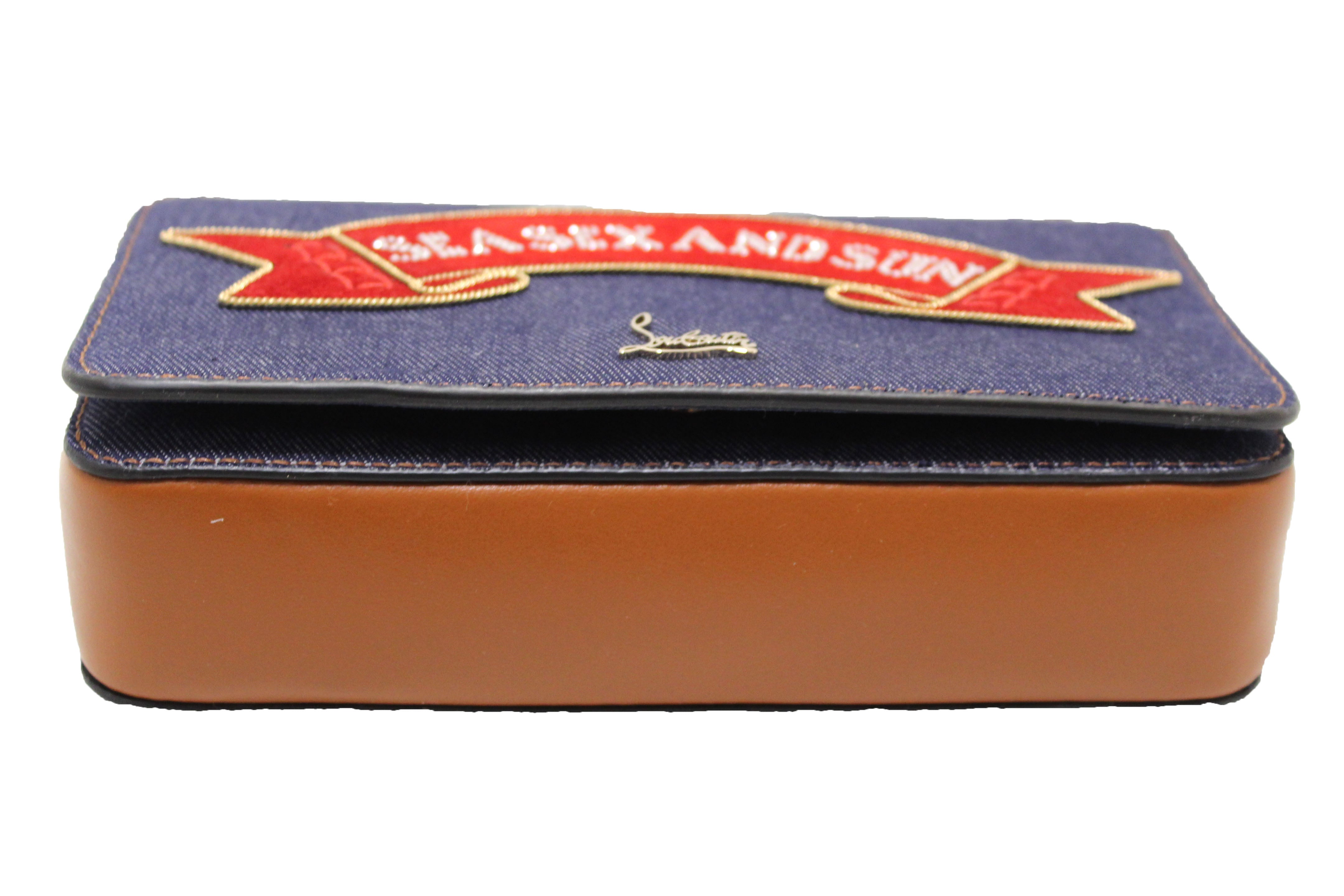 Authentic Christian Louboutin Blue Denim ZoomPouch Crossbody Bag for Women | Luxury Designer Shoulder Bag | Perfect for Parties, Date Nights & Travel