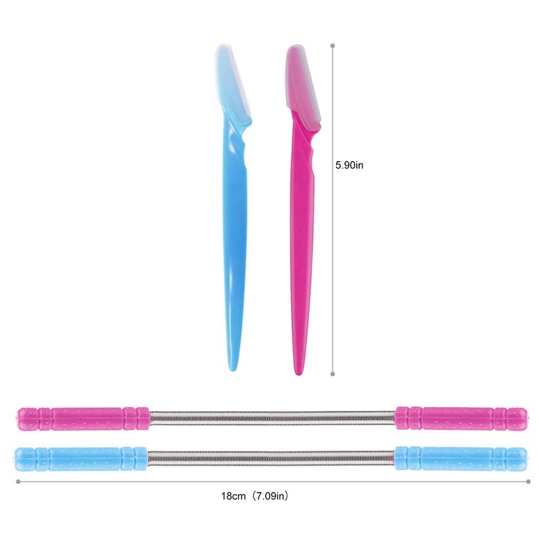 Legendog 9PCS Facial Hair Remover Spring Set - Portable Handmade Coil Hair Removal Tool with 9 Eyebrow Razors for Women & Men - Perfect for Eyebrow Shaping, Upper Lip & Chin Hair Removal at Home or Travel