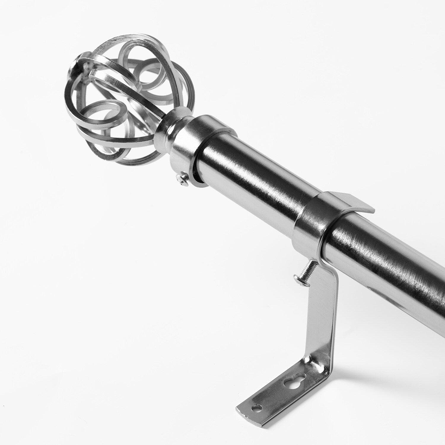 Modern Orb Nickel Extendable Metal Rod Set - Adjustable Curtain Rod for Windows, Shower, Closet & Room Dividers - Rust-Resistant Telescoping Tension Rod for Home Decor