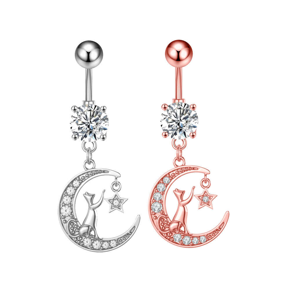 14G Purple CZ Butterfly Double Mount Dangle Belly Button Ring | WH2560 - Stylish Body Jewelry for Women, Perfect for Parties, Beach & Summer Outfits