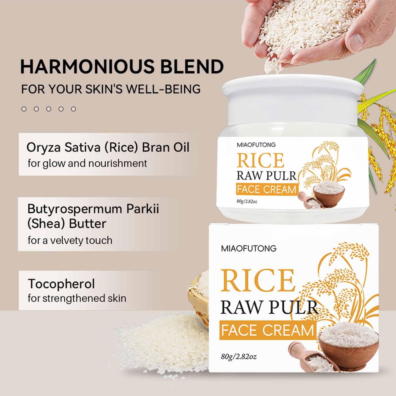 Fermented Rice Embryo Extract Face Moisturizer Cream - Rice Bran Essence Serum for Deep Hydration & Skin Barrier Repair | Lightweight, Nourishing Facial Cream 80ml | Perfect for Dry Skin & Nighttime Skincare Routine