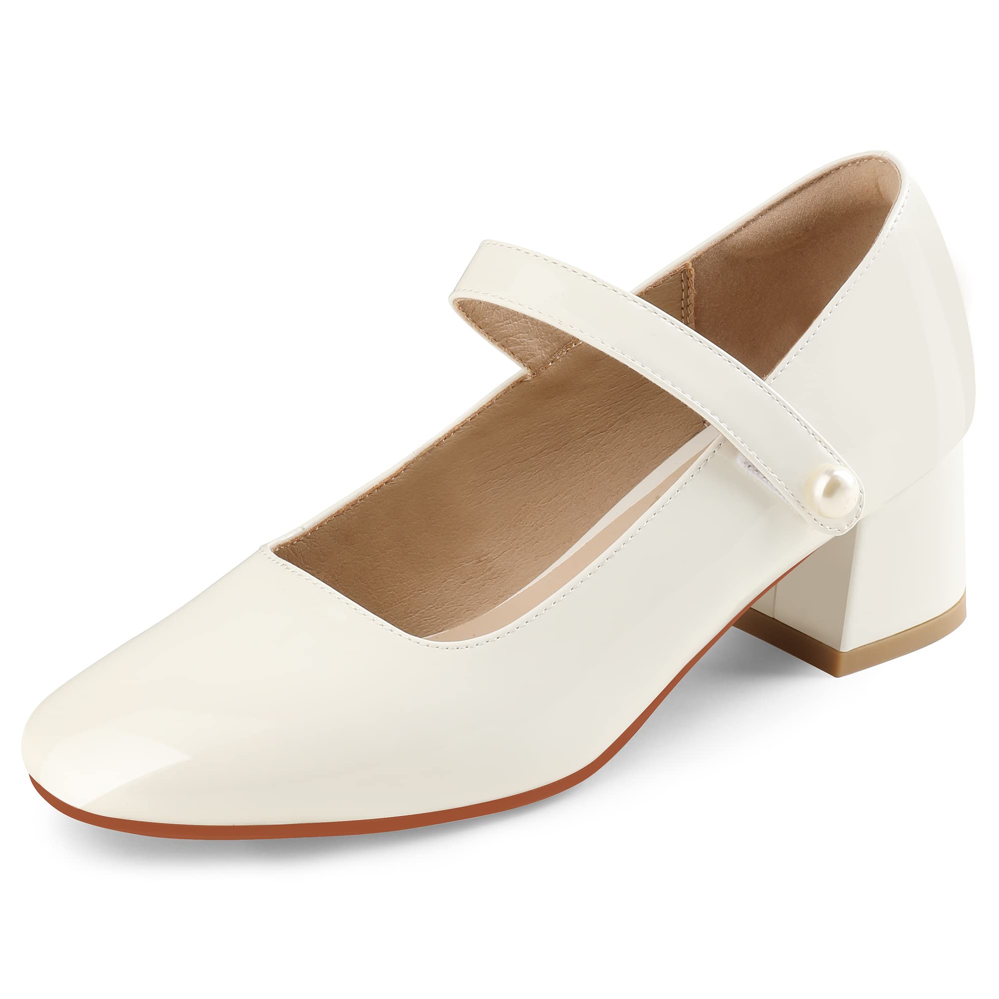 Women's Naiyee Mary Jane Shoes - Chunky Heel Ankle Strap Dress Pumps with Low Heels & Rounded Toe | Perfect for Office, Weddings & Formal Events