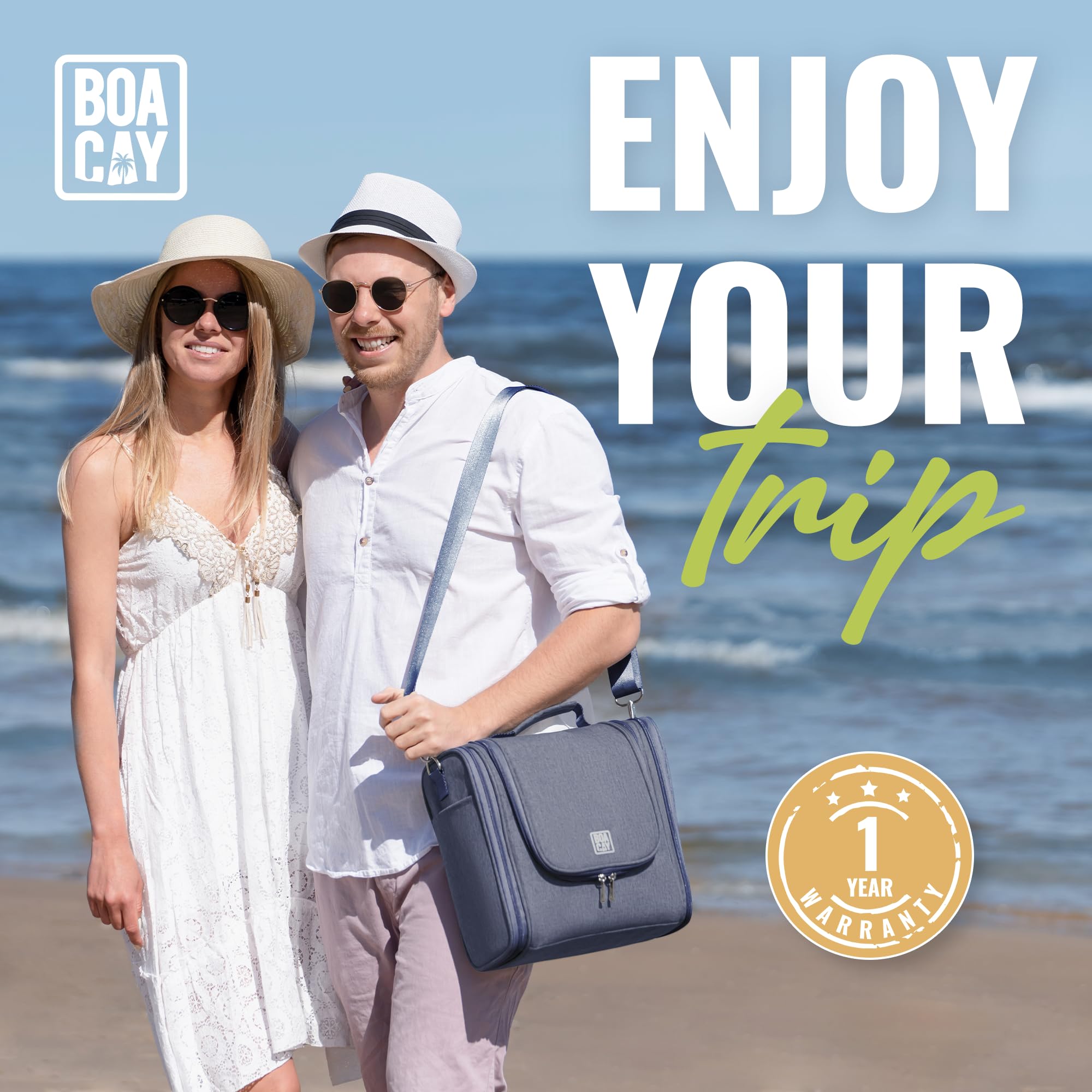 BOACAY Extra Large Hanging Travel Toiletry Bag for Women & Men - Waterproof Makeup Organizer, Cosmetic & Bathroom Essentials Bag - Perfect for Vacation, Camping & Gym Use