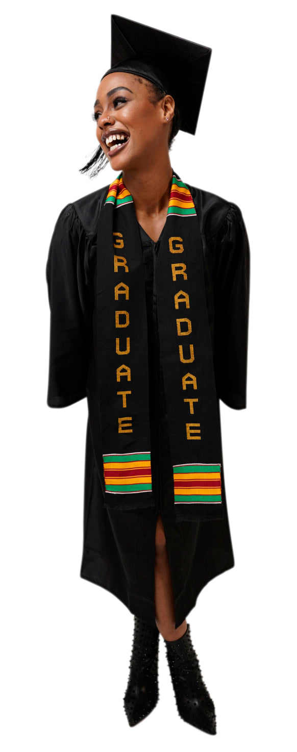 Premium Kente Cloth Graduation Stole Sash for Graduates - African Heritage Celebration Stole - Perfect for College & University Commencement Ceremonies