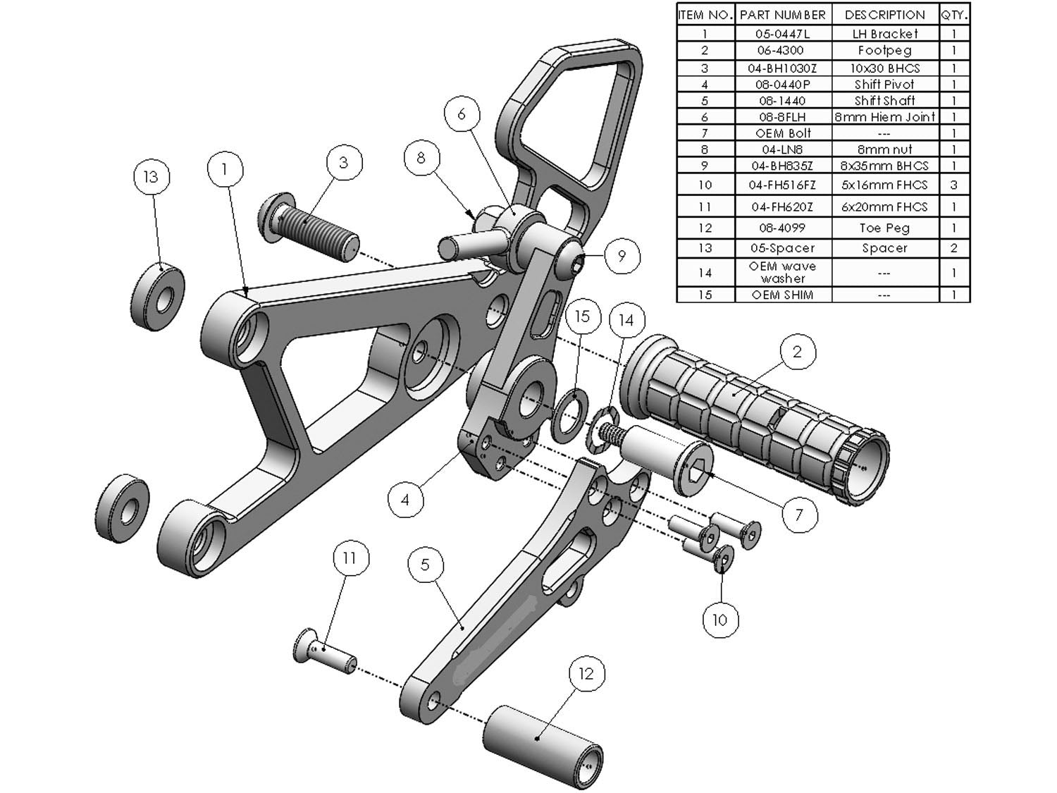 Yamaha R6 2003 Complete Rearset Footpegs Kit - Upgrade for Racing & Street Performance