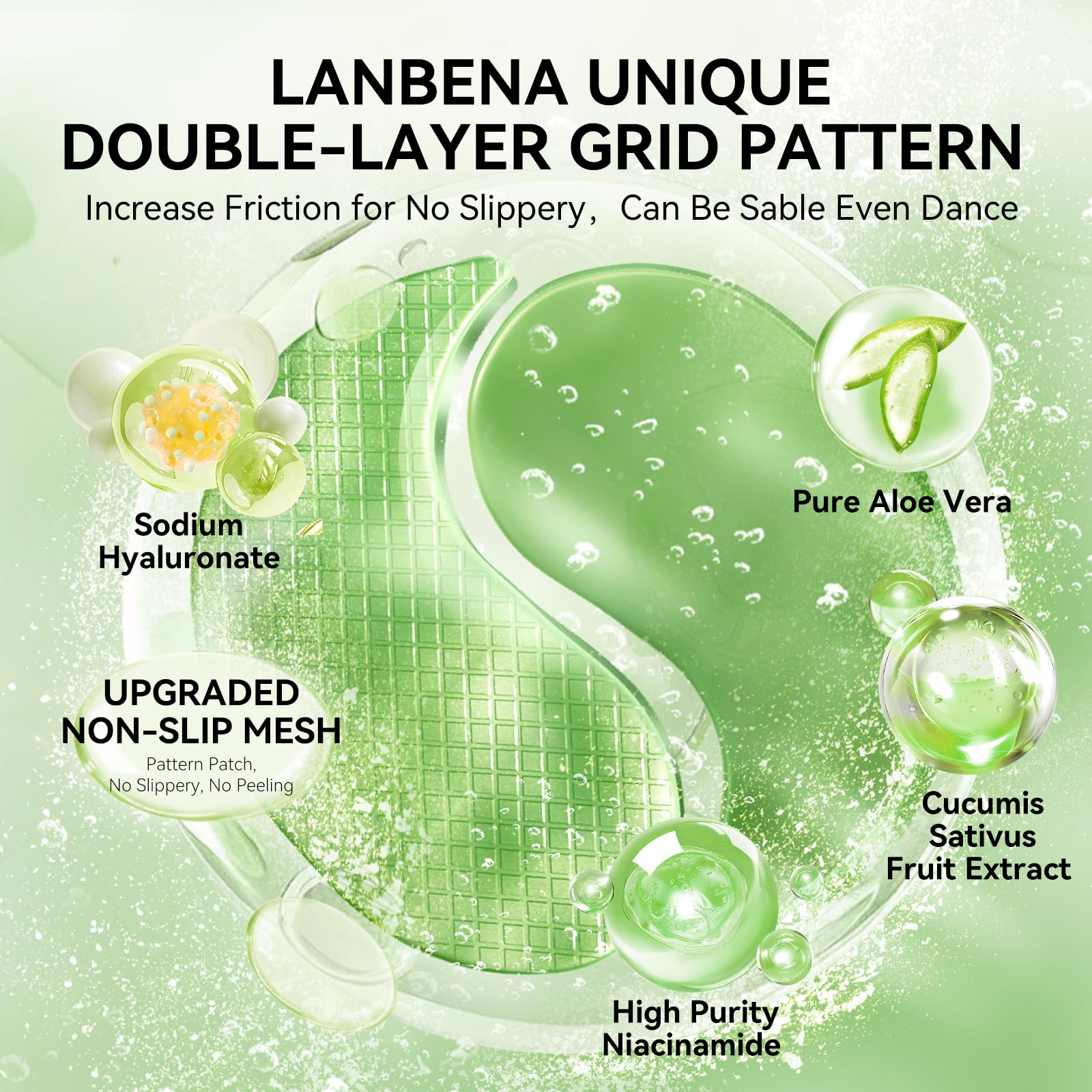 LANBENA Aloe Vera Under Eye Patches for Puffy Eyes and Dark Circles - Collagen Eye Gel Mask for Hydration & Skin Elasticity - Perfect for Morning Skincare & Travel Essentials