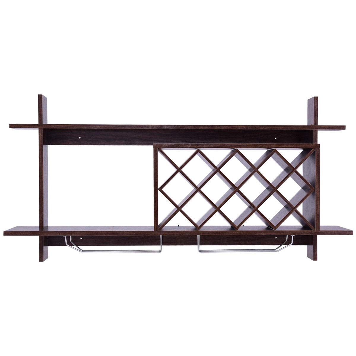 Sturdy Wall Mount Wine Rack with Glass Holder & Storage Shelf - Perfect for Kitchen, Dining Room, Bar, and Home Decor