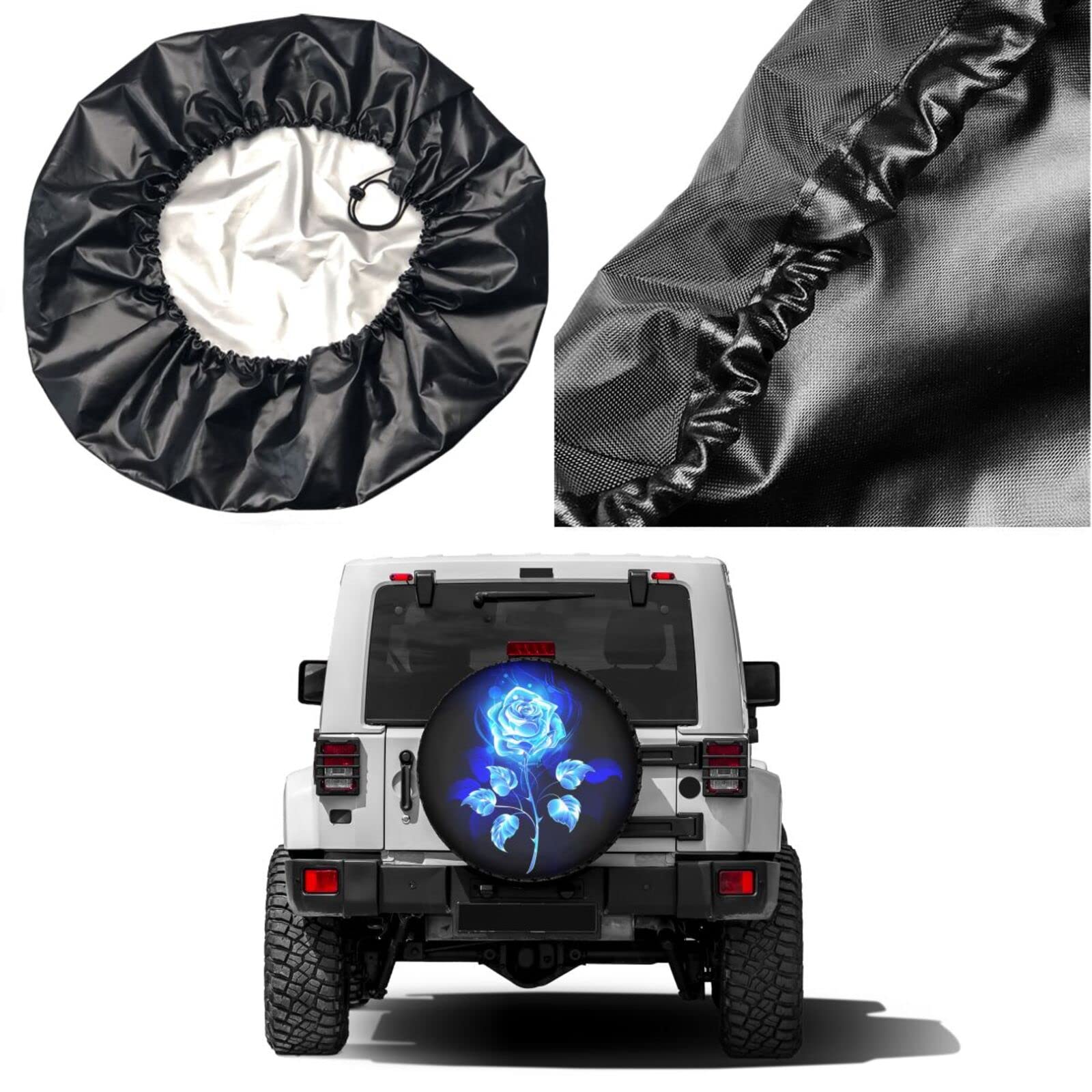 Blue Rose Spare Tire Cover - 16 Inch Dust-Proof Wheel Protector for Trailers, RVs, SUVs & Vehicles | Perfect for Outdoor Travel & Road Trips