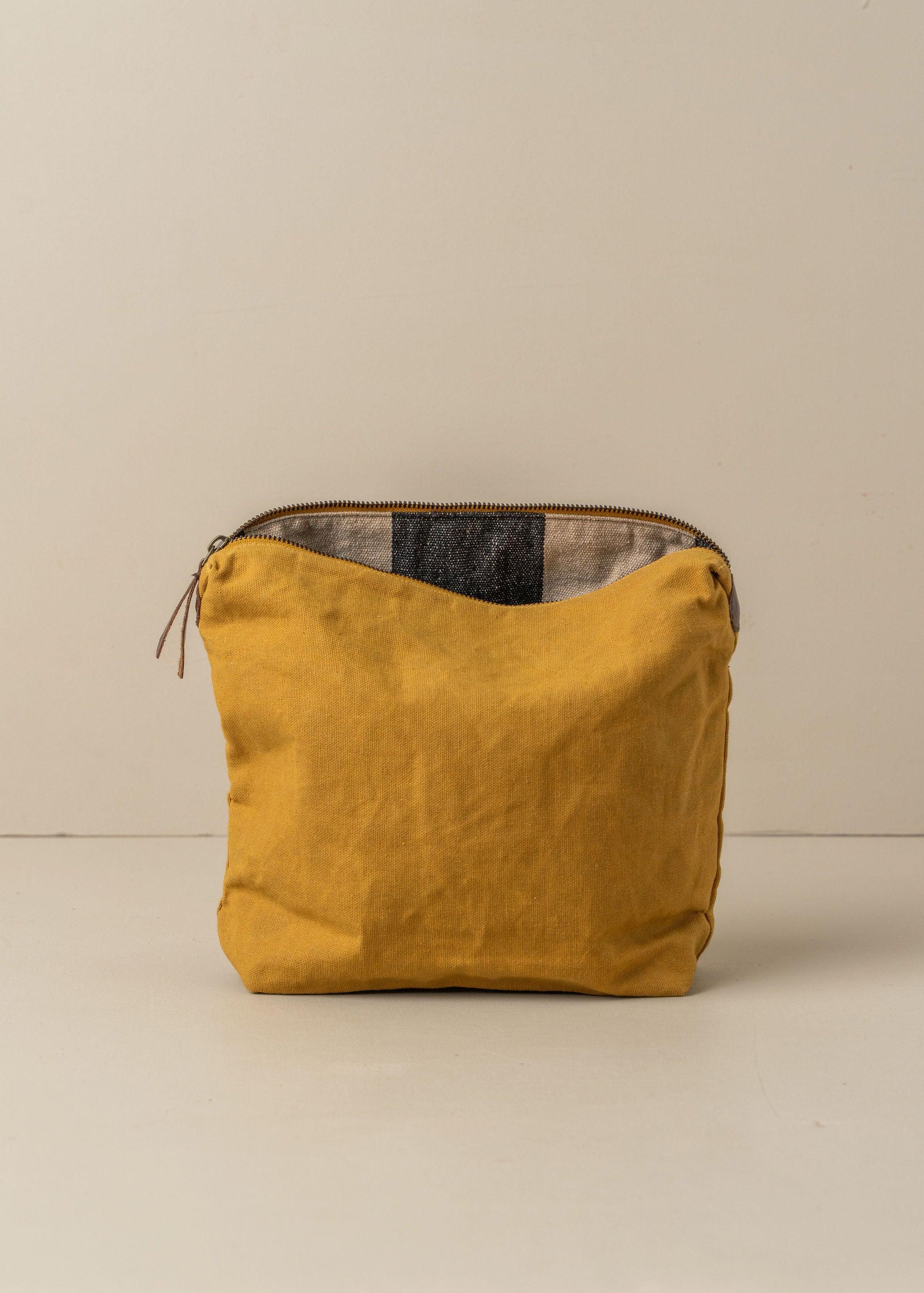 Journey Makeup Canvas Bag - Mustard Yellow Travel Cosmetic Pouch for Women | Perfect for Gym, Beach & Daily Essentials Storage