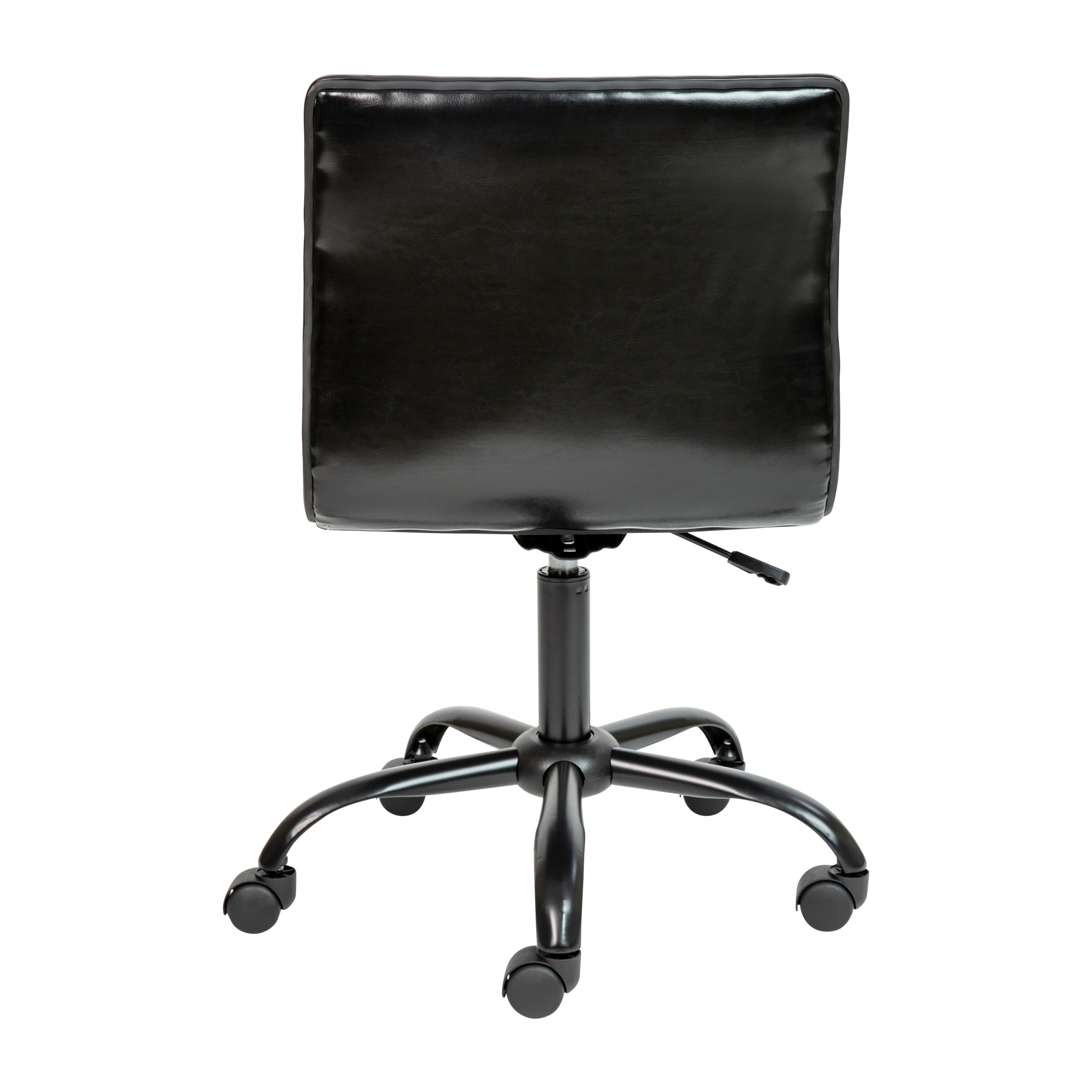 Ergonomic FLASH Alan Low Back Armless Swivel Office Chair - Black Ribbed Upholstery with Durable Black Frame & Base - Perfect for Home Office, Study, or Workspace