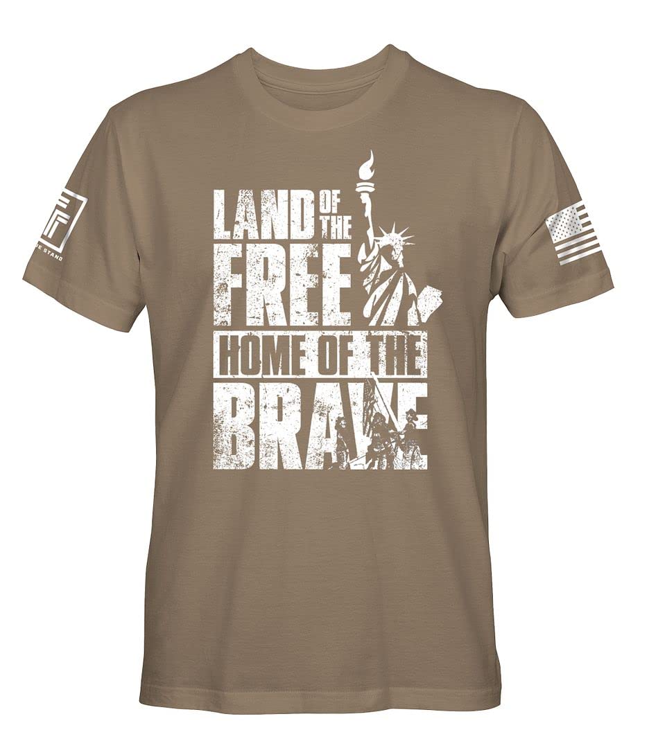 Land of The Free Men' Patriotic T-Shirt - American Flag Graphic Tee for Men & Women - Perfect for 4th of July, Veterans Day & Patriotic Events