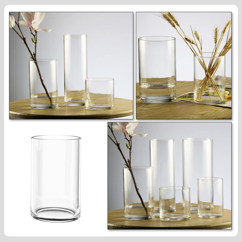 VICASKY Clear Glass Vase for Plants and Flowers - Transparent Floral Holder, Wedding Centerpiece, Bookshelf Decor - Perfect for Home, Office, and Event Decorations