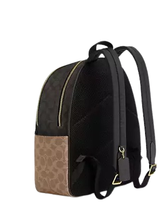 Coach Court Backpack in Signature Blocked Canvas - Stylish Laptop Backpack for Women & Men, Perfect for Work, Travel and School