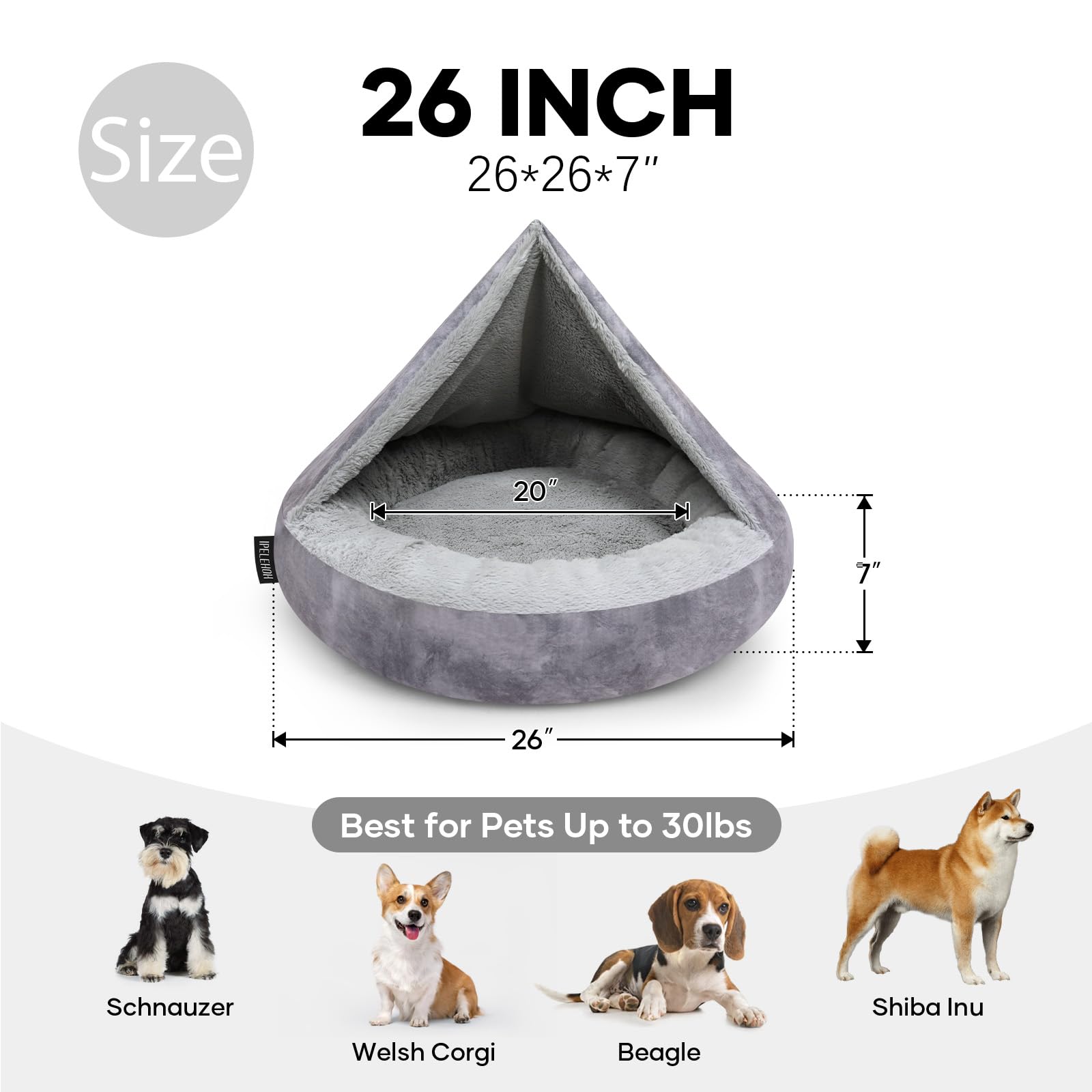 Cozy Hooded Dog Bed for Small Pets - Warm Cat Cave, Non-Slip & Washable - Perfect for Home & Travel