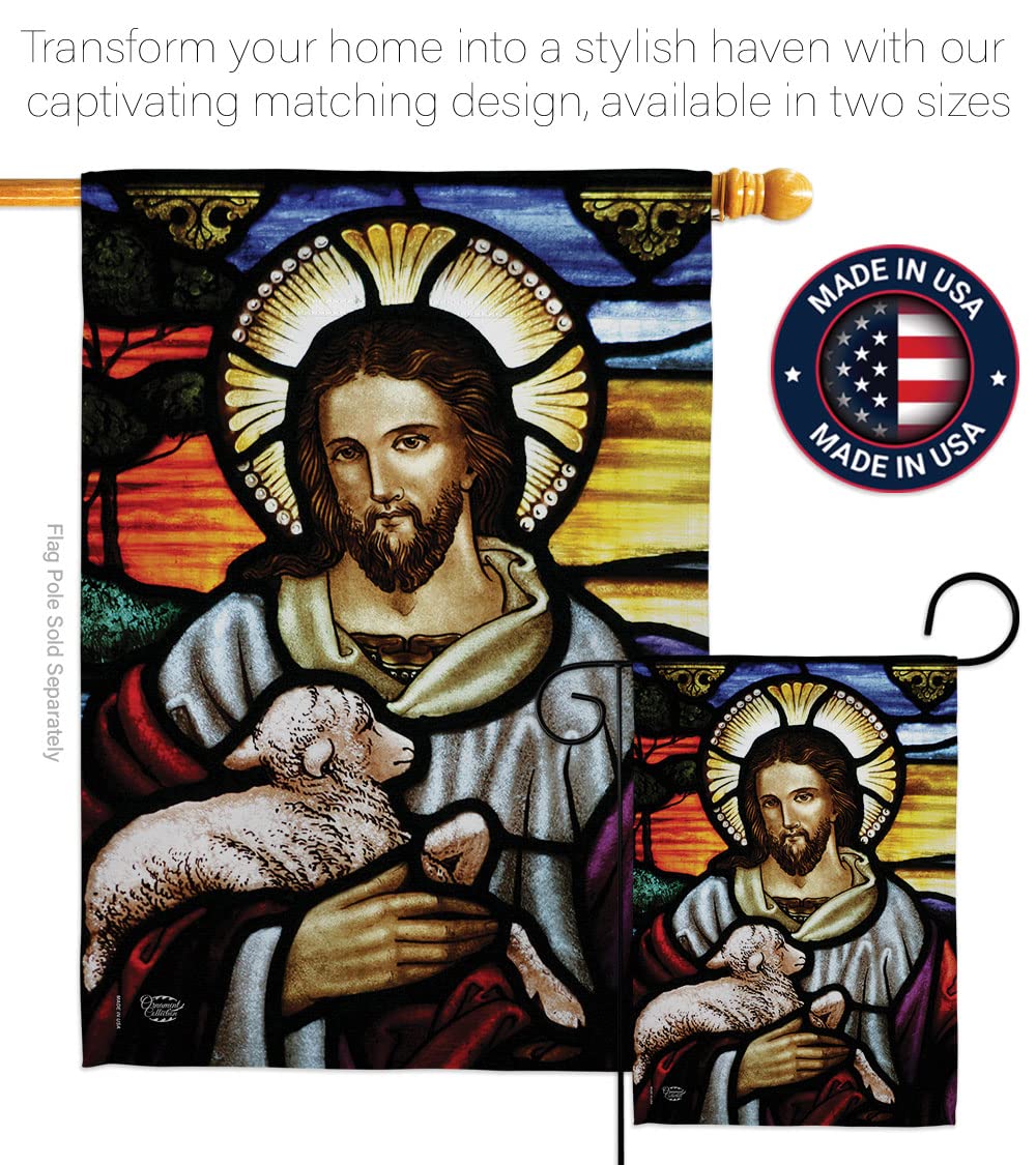 Jesus Good Shepherd Garden Flag - Religious Christian Easter Decor for Yard & Home