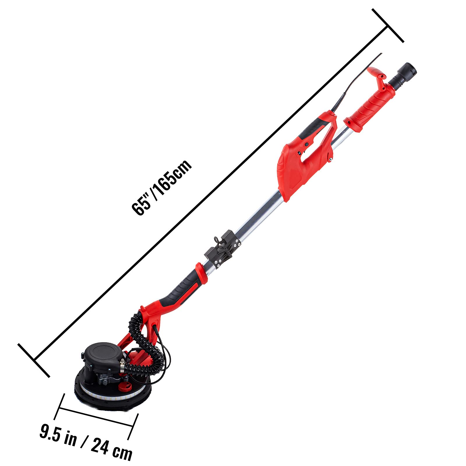 VEVOR 850W Electric Drywall Sander with Variable Speed 800-1750 RPM, Foldable Sheetrock Sander with Telescopic Handle, LED Light & Vacuum Bag - Perfect for Home Renovation, Wall Repair and Professional Construction Projects