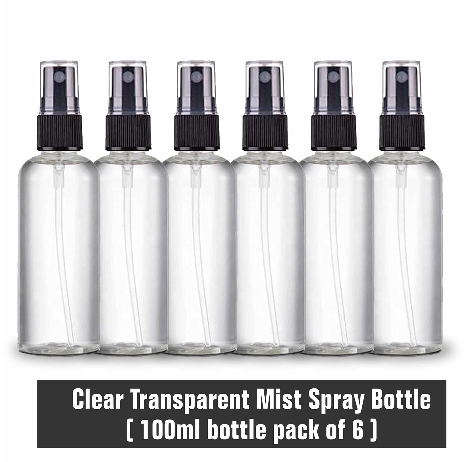 Zollyss 6-Pack 100ml Clear Empty Fine Mist Spray Bottles - Refillable Travel-Size Plastic Containers for Hair, Skin, Plants & Cleaning Solutions