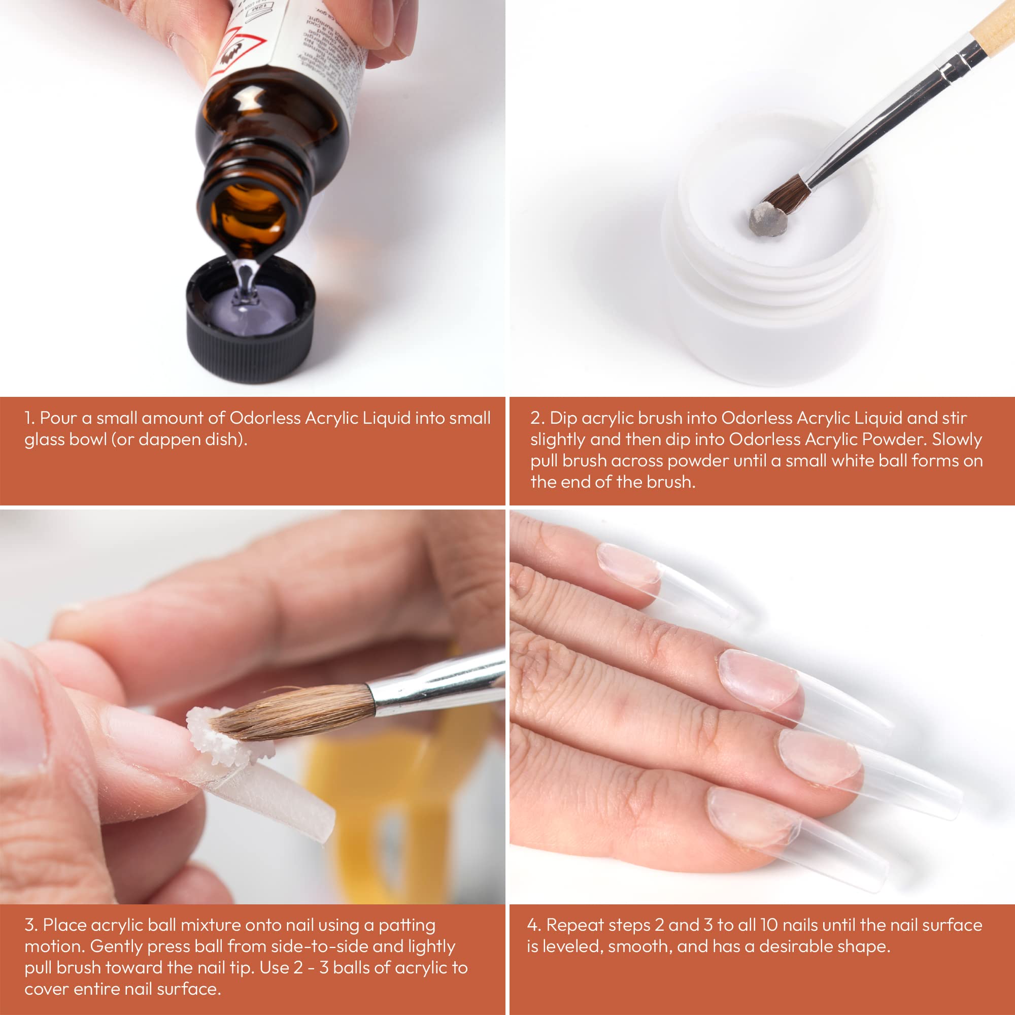 Professional Odorless Acrylic Nails Kit - 0.5oz Acrylic Liquid & 0.25oz Powder Set for Nail Extensions | Made in USA | Perfect for Beginners, DIY Manicures & Salon Quality Nails at Home