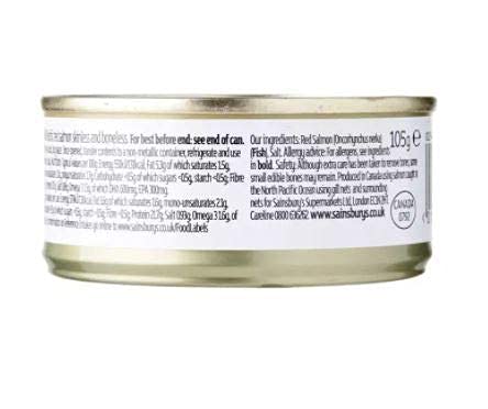 Wild Pacific Red Salmon Skinless & Boneless, 105g - Premium Quality, Sustainably Sourced - Perfect for Salads, Pasta & Healthy Meal Prep